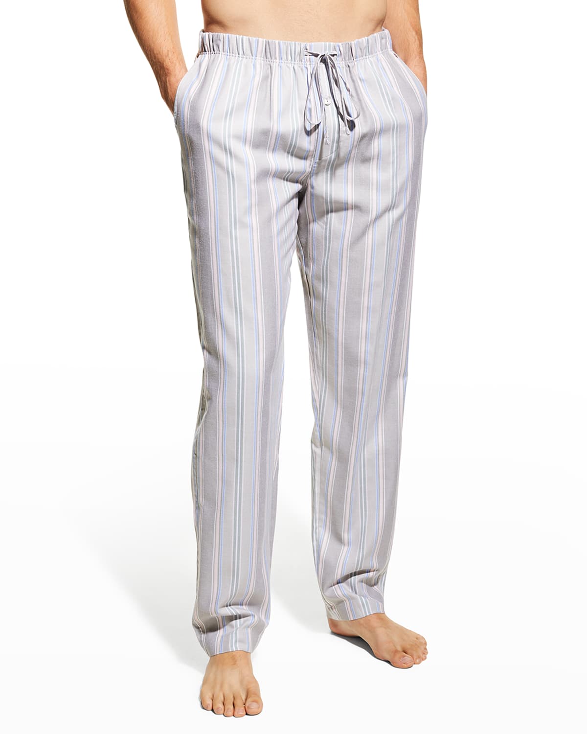 Hanro Men's Night & Day Striped Lounge Pants In Green Rose Stripe