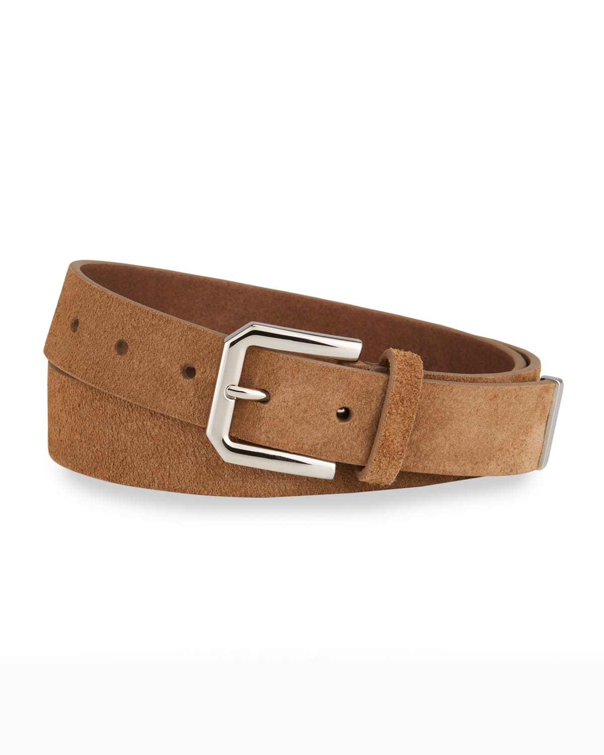 Brunello Cucinelli Men's Solid Suede Belt In Tan