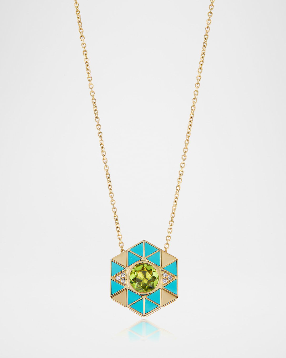 Harwell Godfrey Evil Eye Pendant Necklace with Turquoise and Peridot