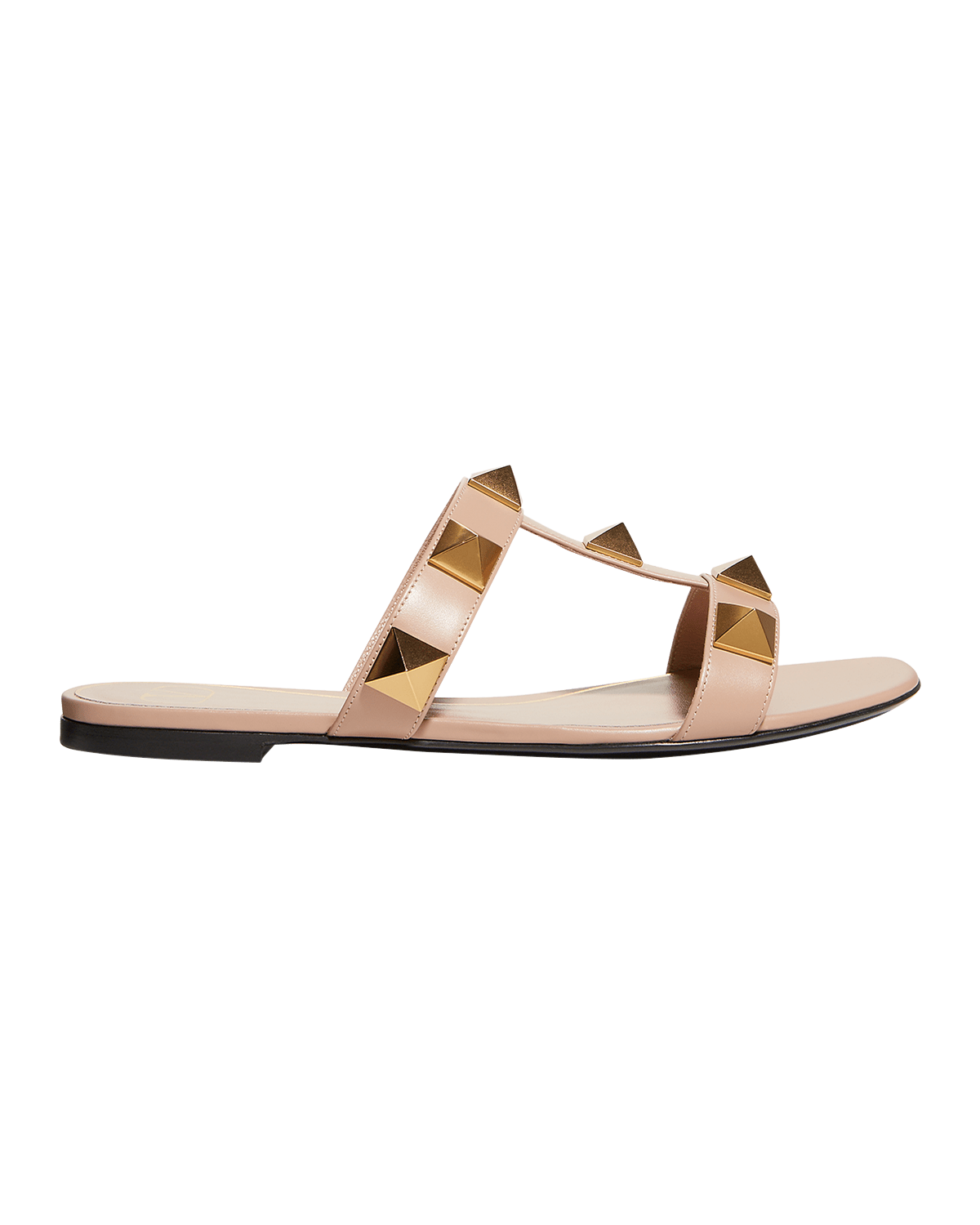Valentino Garavani Roman Stud Flat Slide Sandals | Neiman Marcus