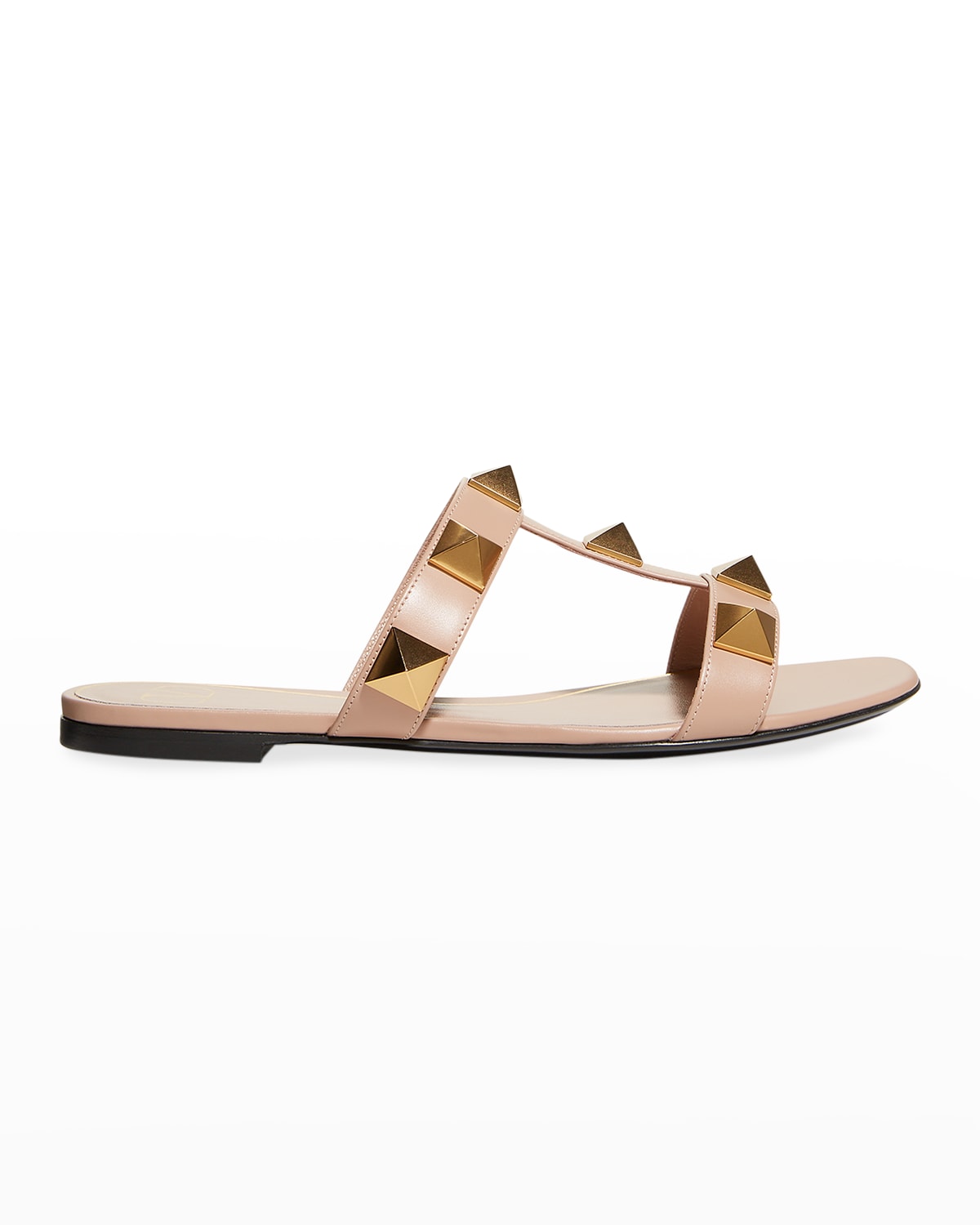 Valentino Garavani Rockstud Patent Caged Flat Slide Sandals | Neiman Marcus