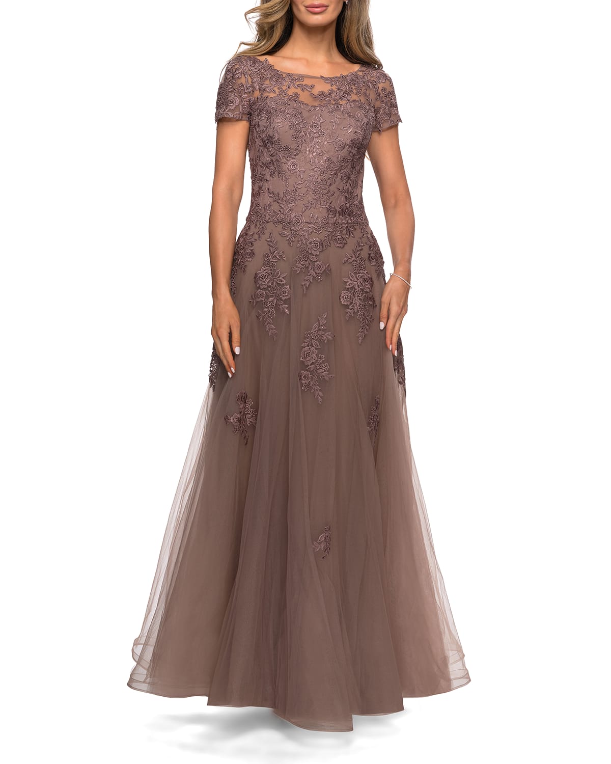 la femme embroidered lace gown
