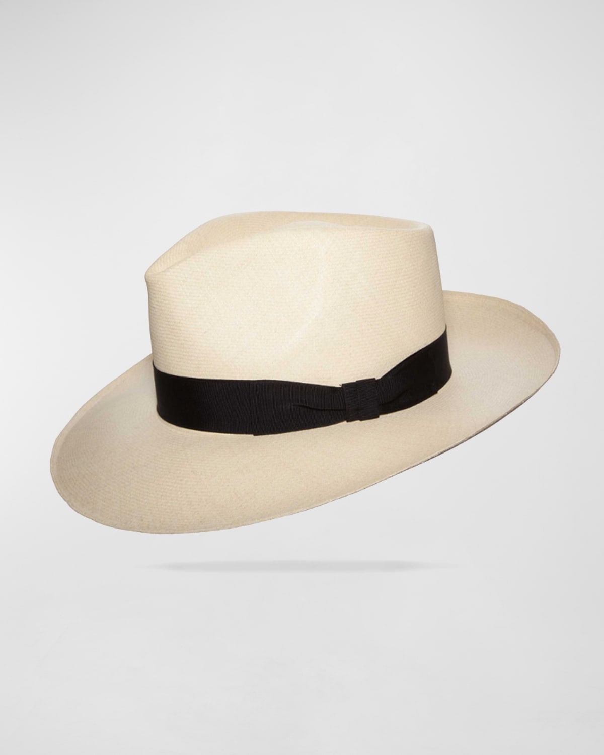 Olney Hats Excellent Panama Fedora with Striped Band Olney Hats Excellent Panama Fedora with Striped Band