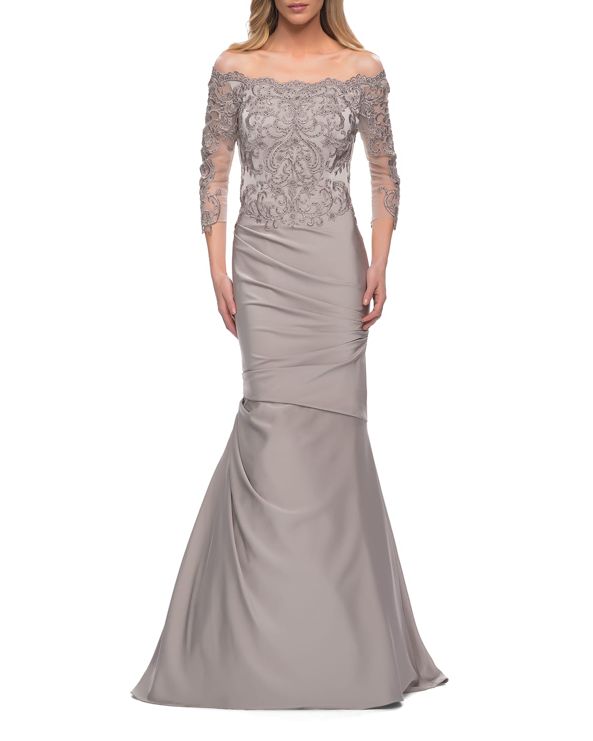 silver long gown design