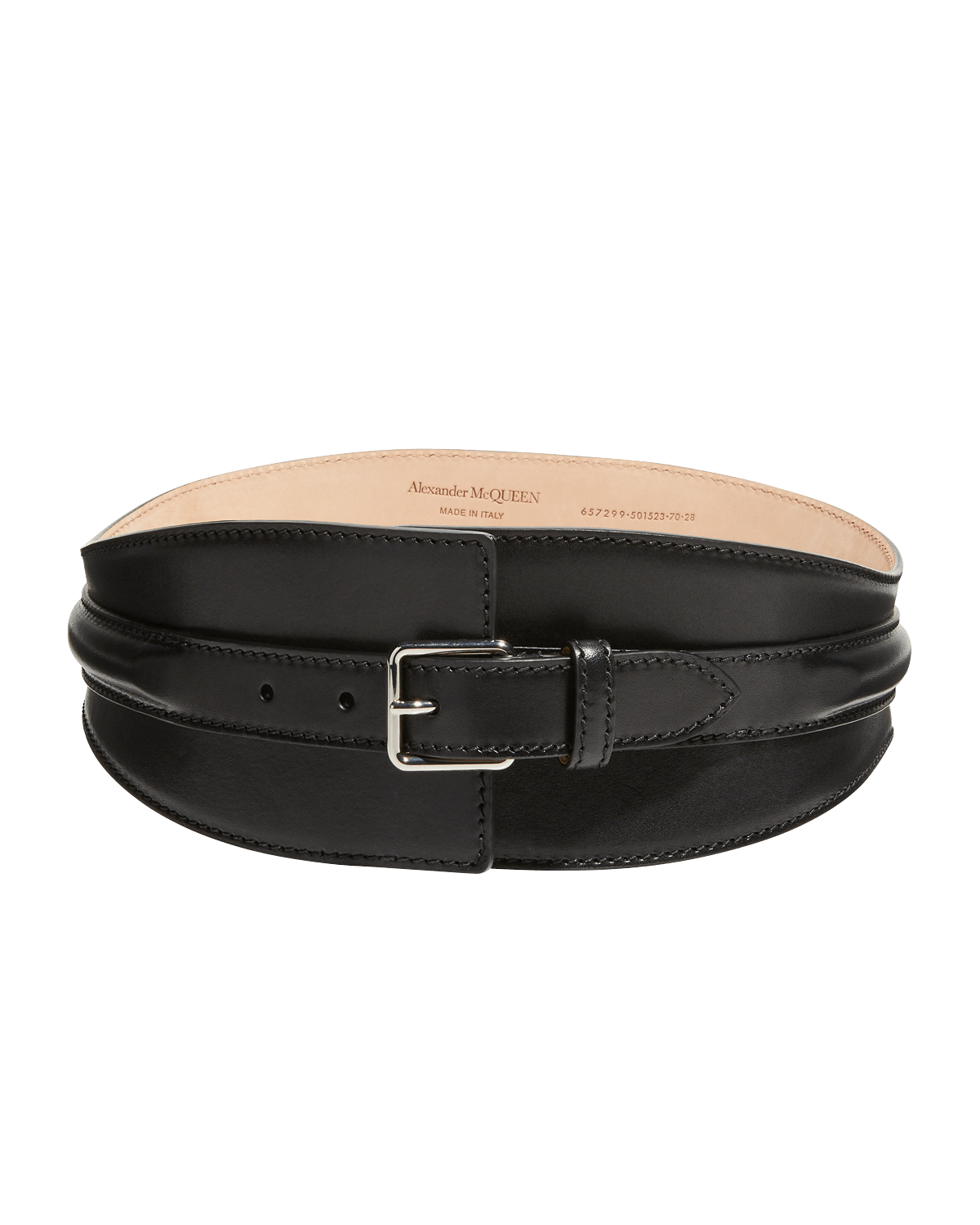 [FINAL DEAL] VOVO square glossy buckle leather belt - White main image 1
