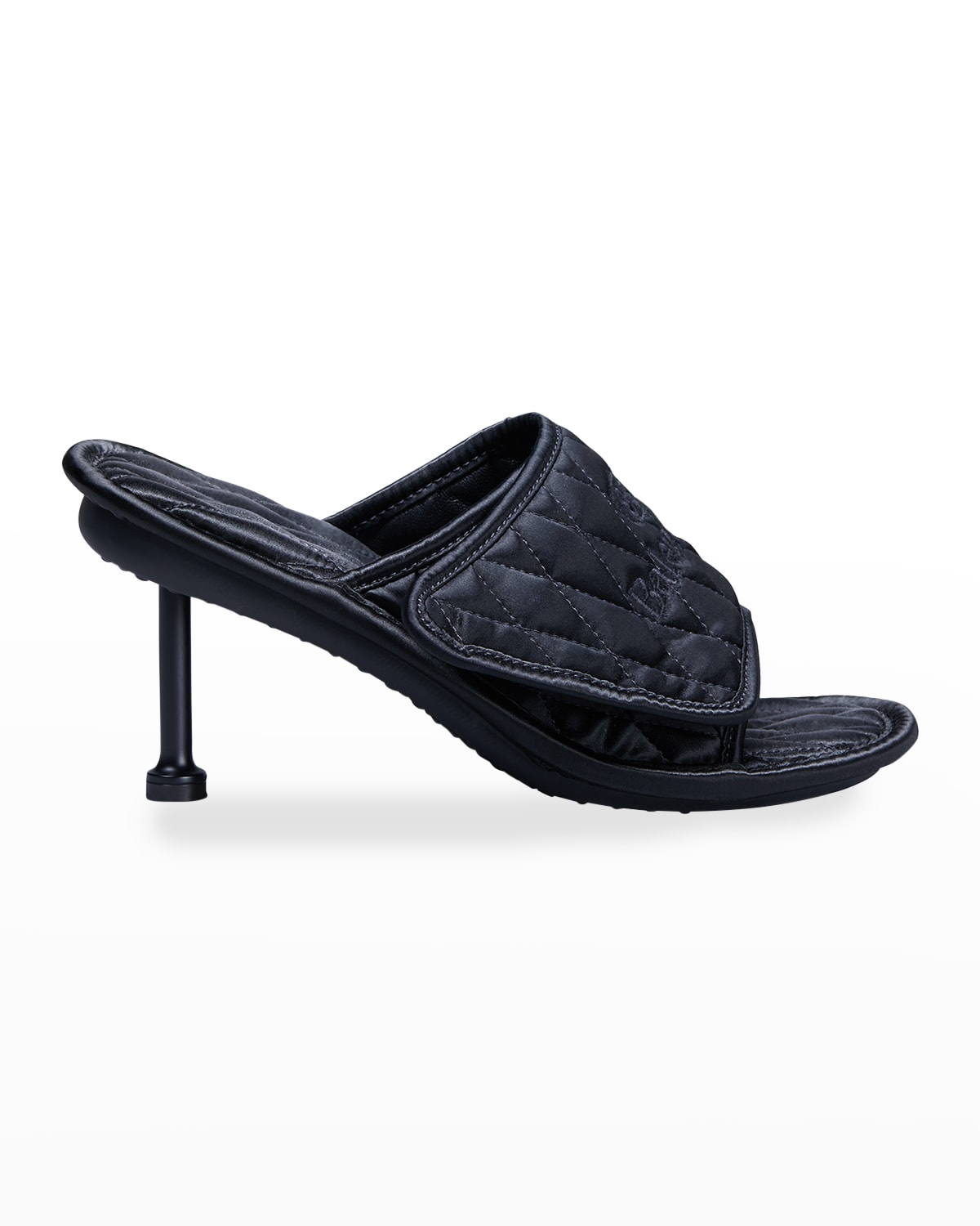 Balenciaga Home Quilted Satin Slide High-heel Sandals In Black