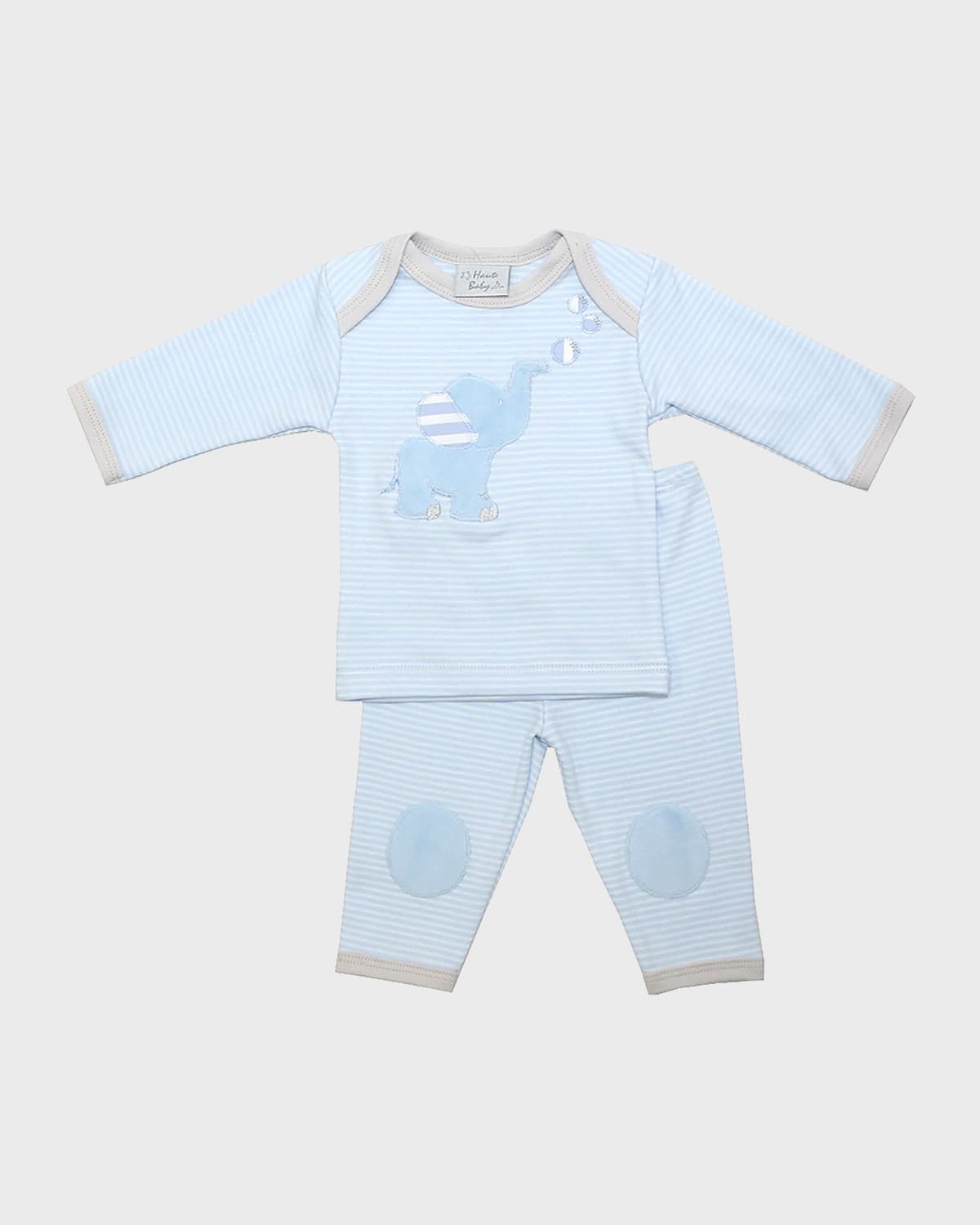 Haute Baby Boy's Striped Elephant Embroidered Top w/ Leggings, Size 0-24M