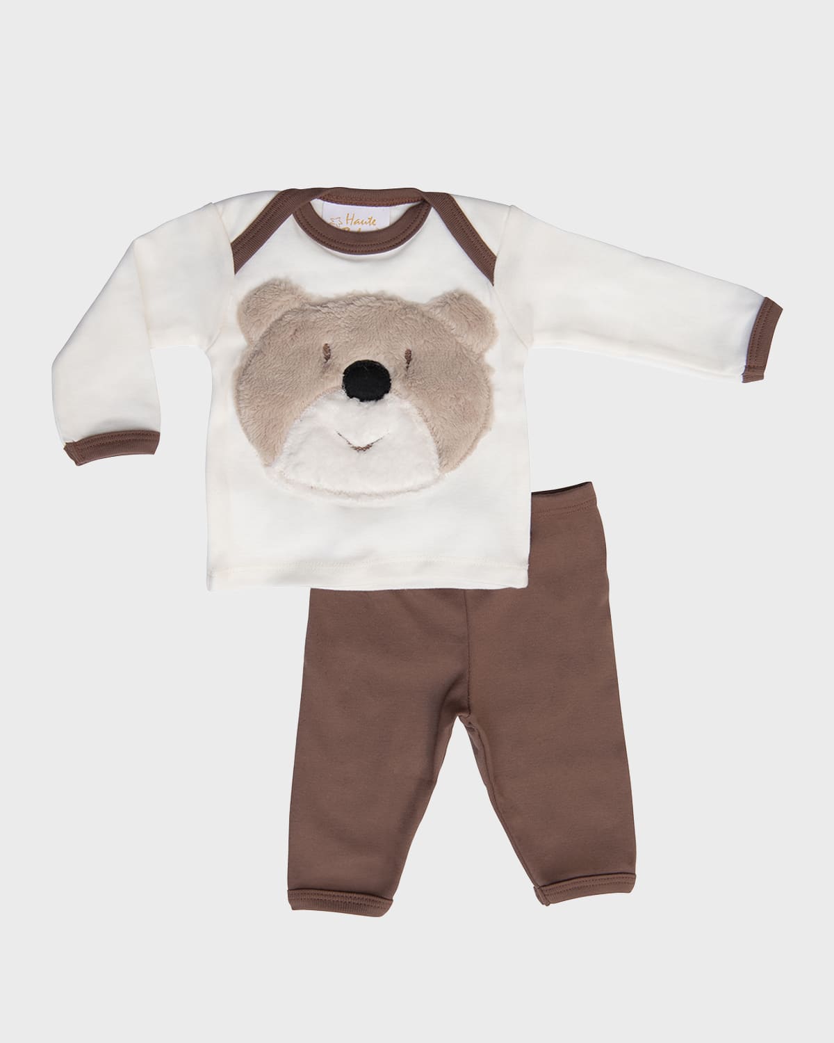 Haute Baby Boy's Bear Contrast-Trim Cotton Top w/ Leggings, Size 0-24M