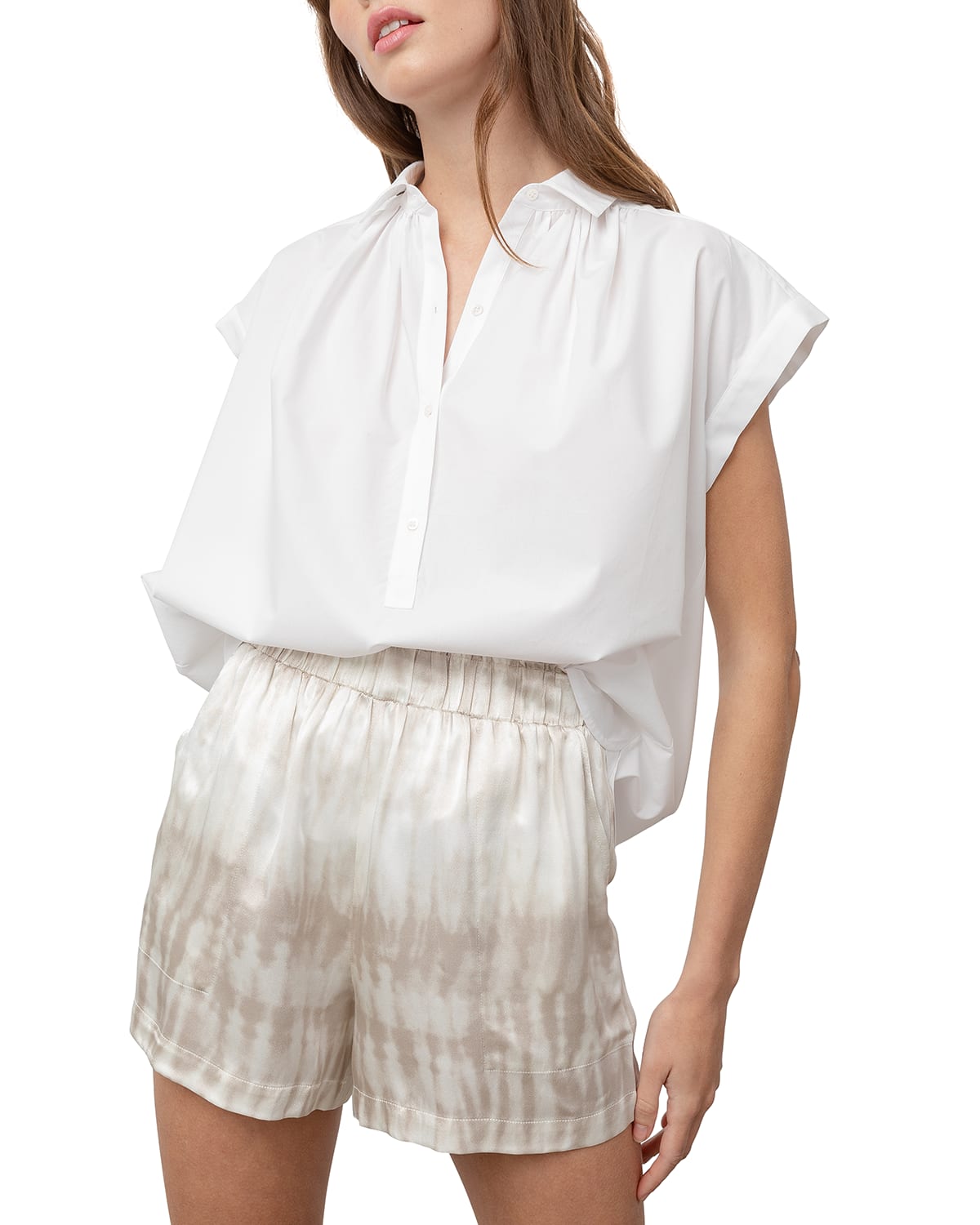 smocked white shirt