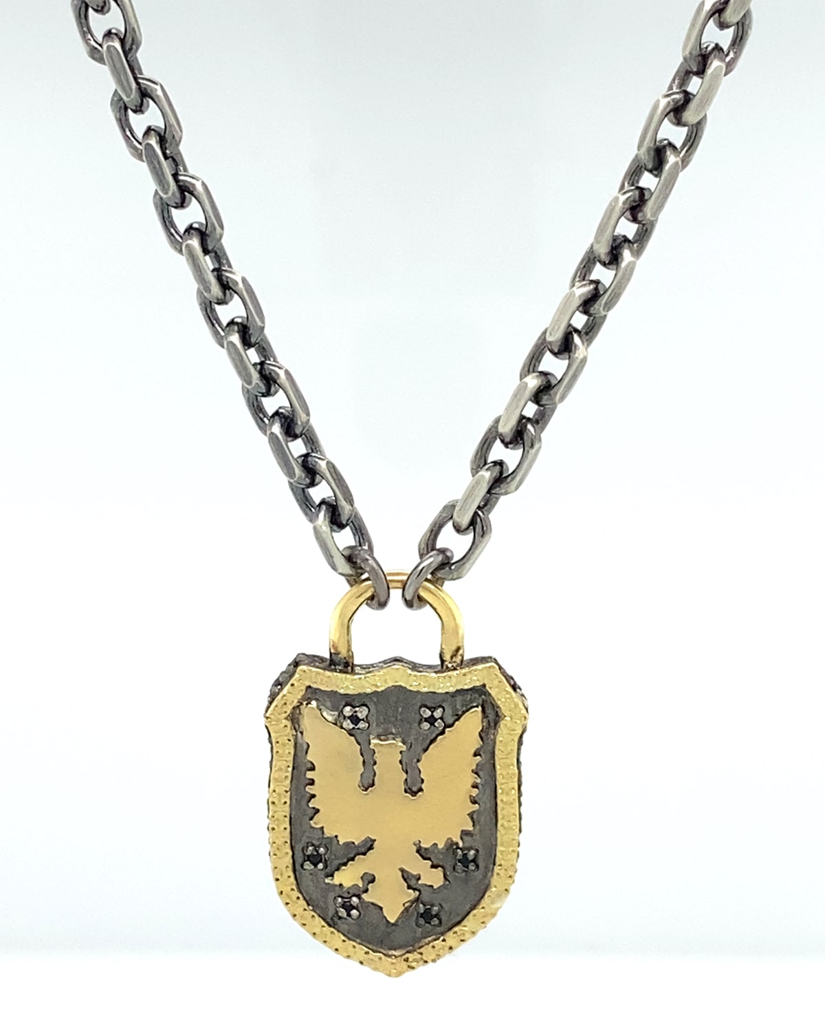 Armenta Men's Romero 18K Gold %26 Silver Griffin Shield Pendant Necklace