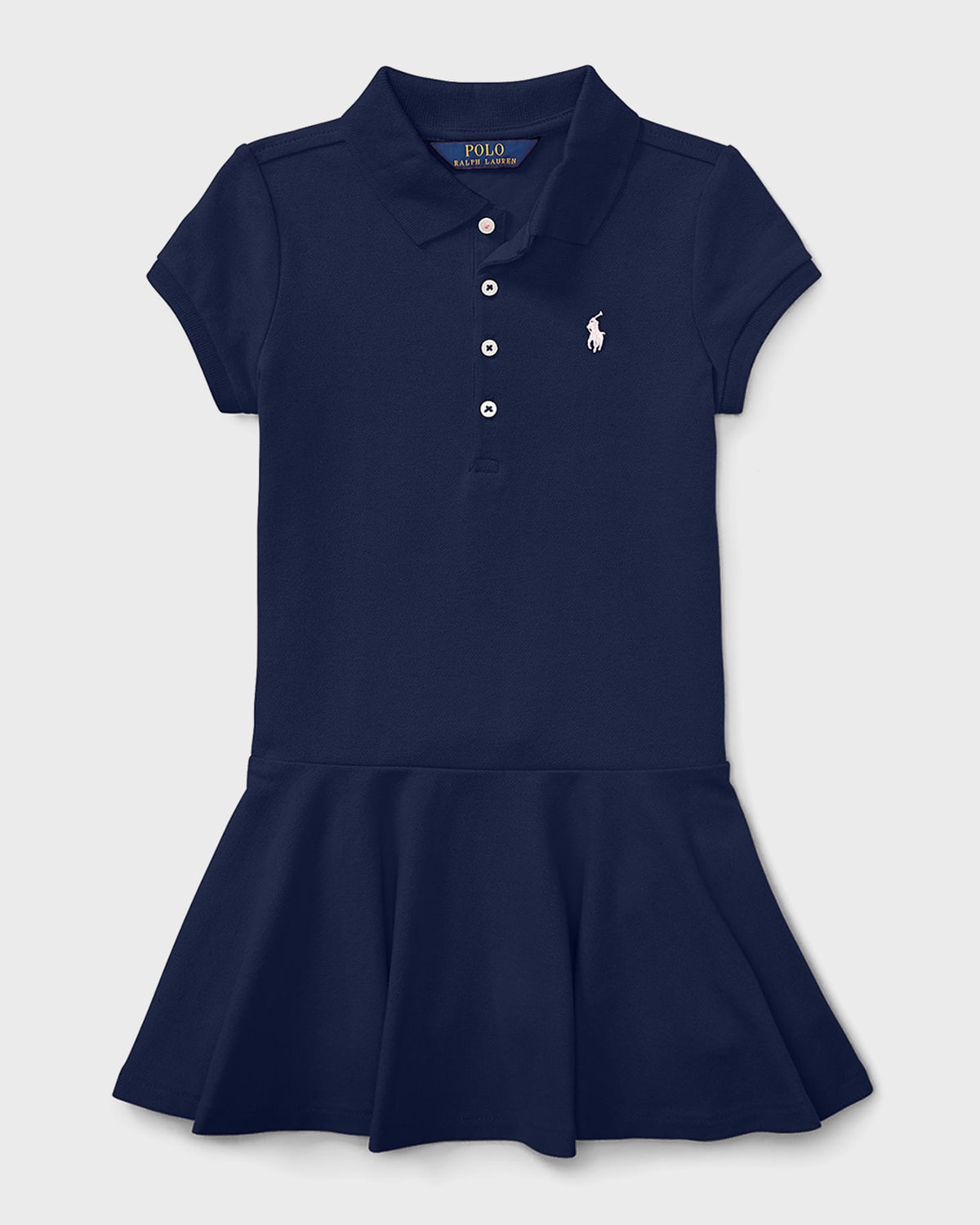 Ralph Lauren Childrenswear Girl's Logo Embroidered Drop-Waist Polo Dress, Size 2-6X