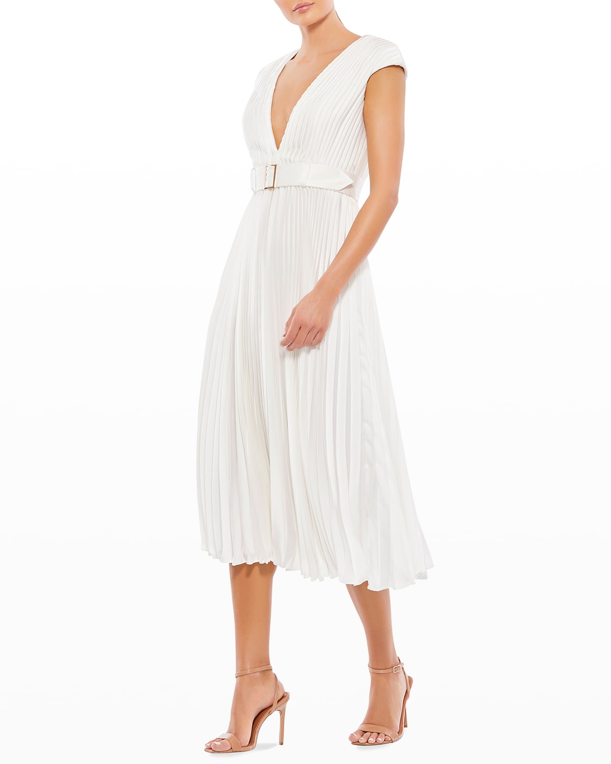 White Short-sleeve Midi Dress | Neiman ...