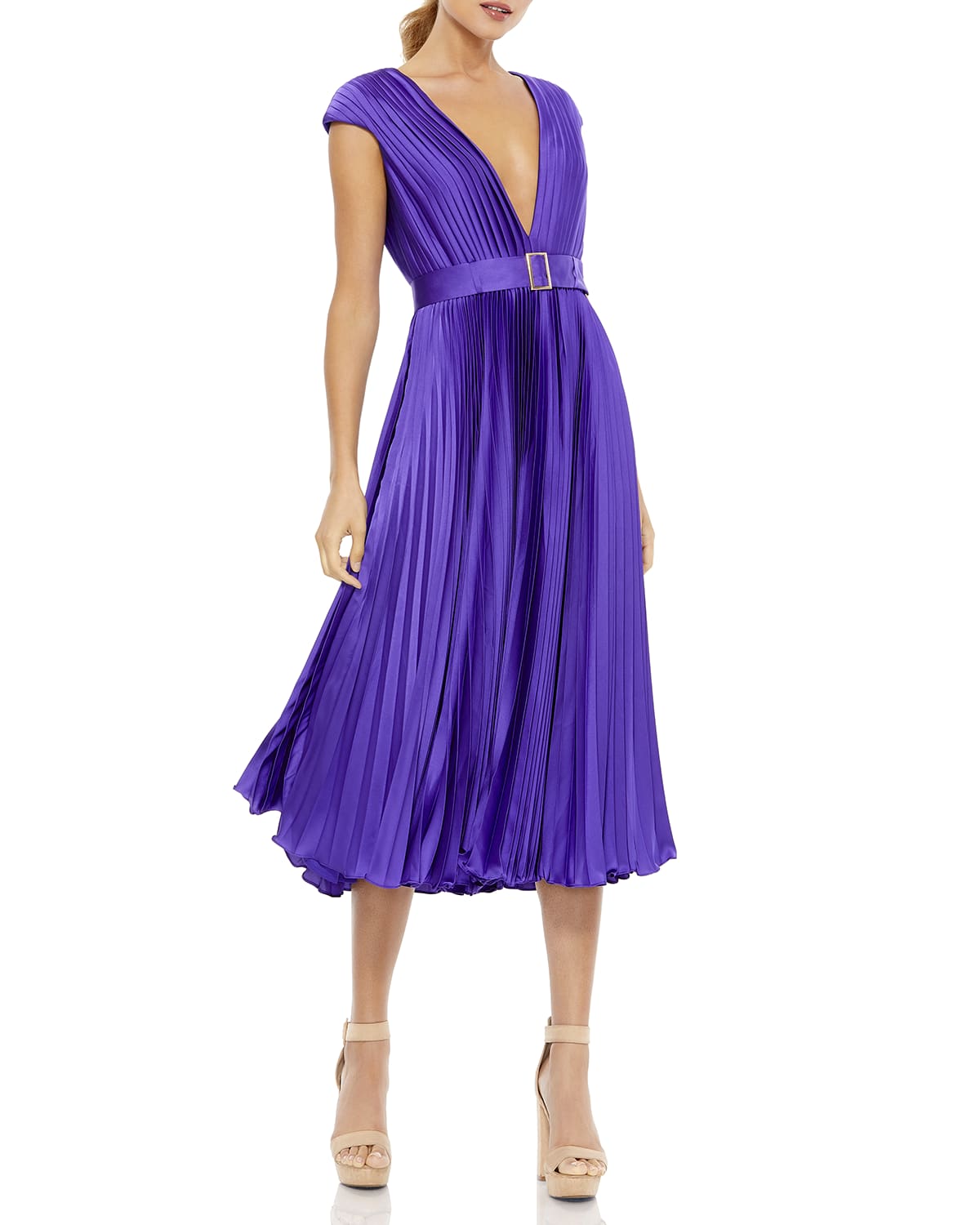 womens pleated midi dress