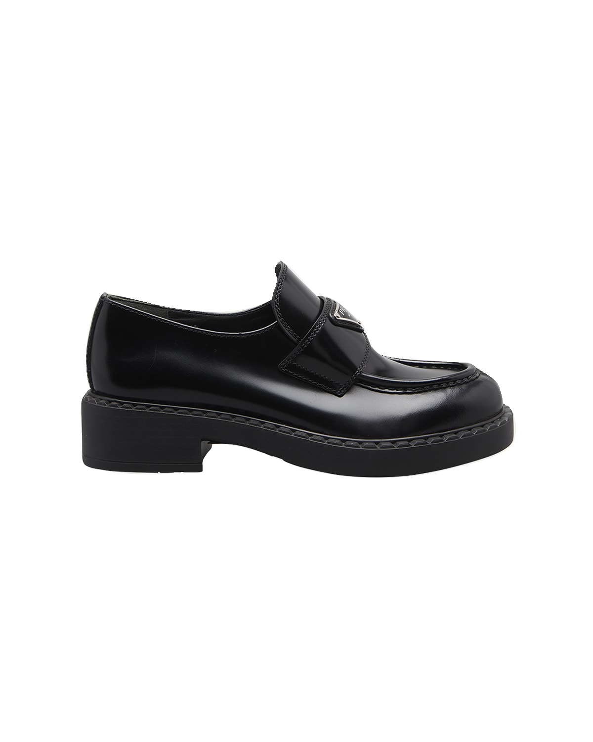 Prada Leather Triangle Logo Loafers