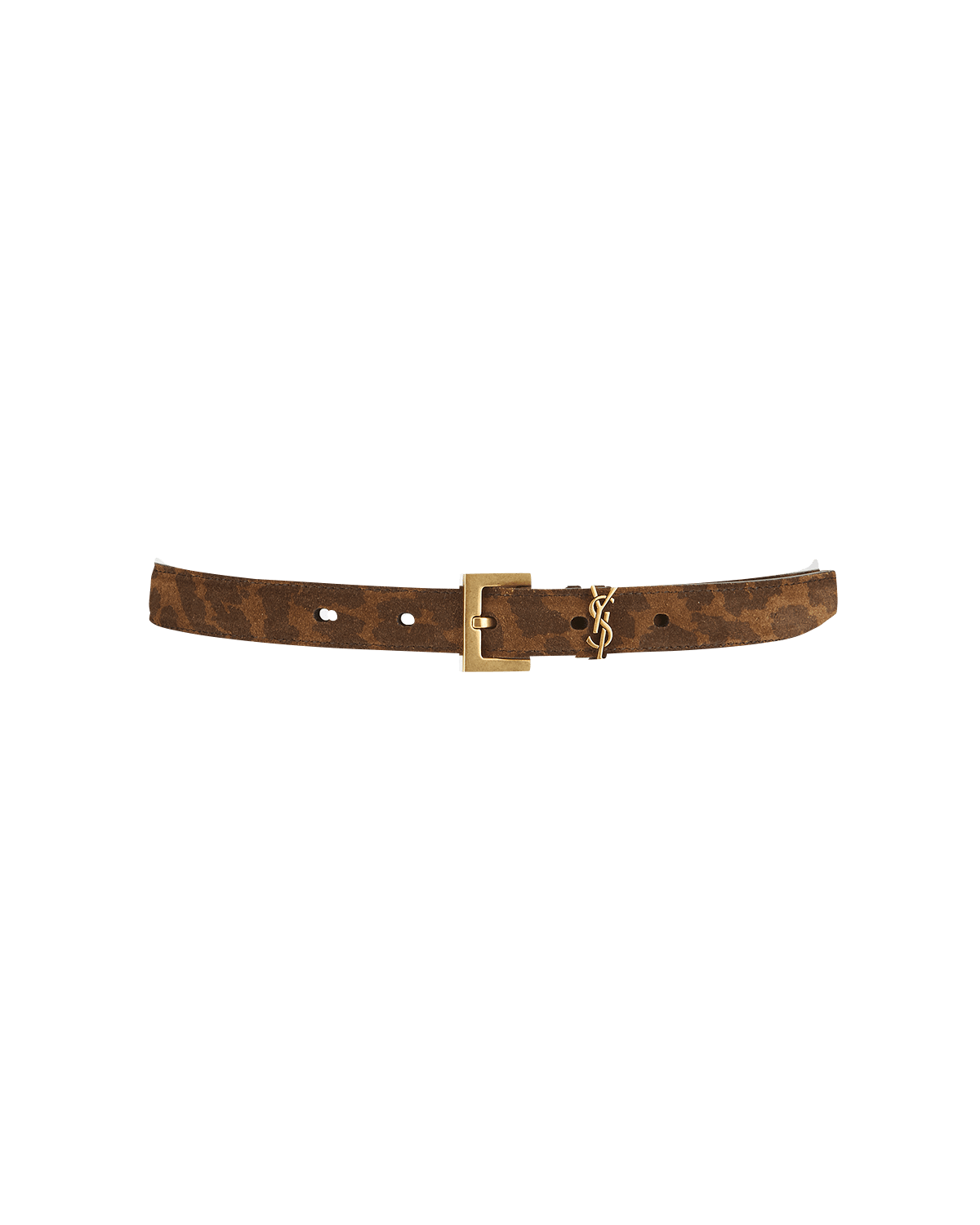 Saint Laurent YSL Logo Leopard Suede Belt