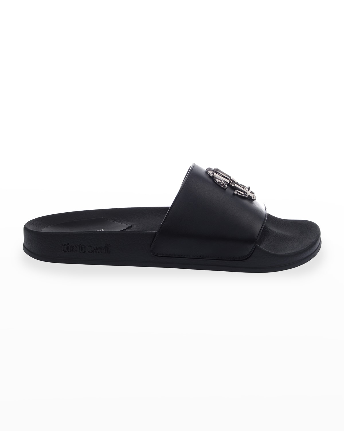 Black Leather Logo Sandal | Neiman Marcus
