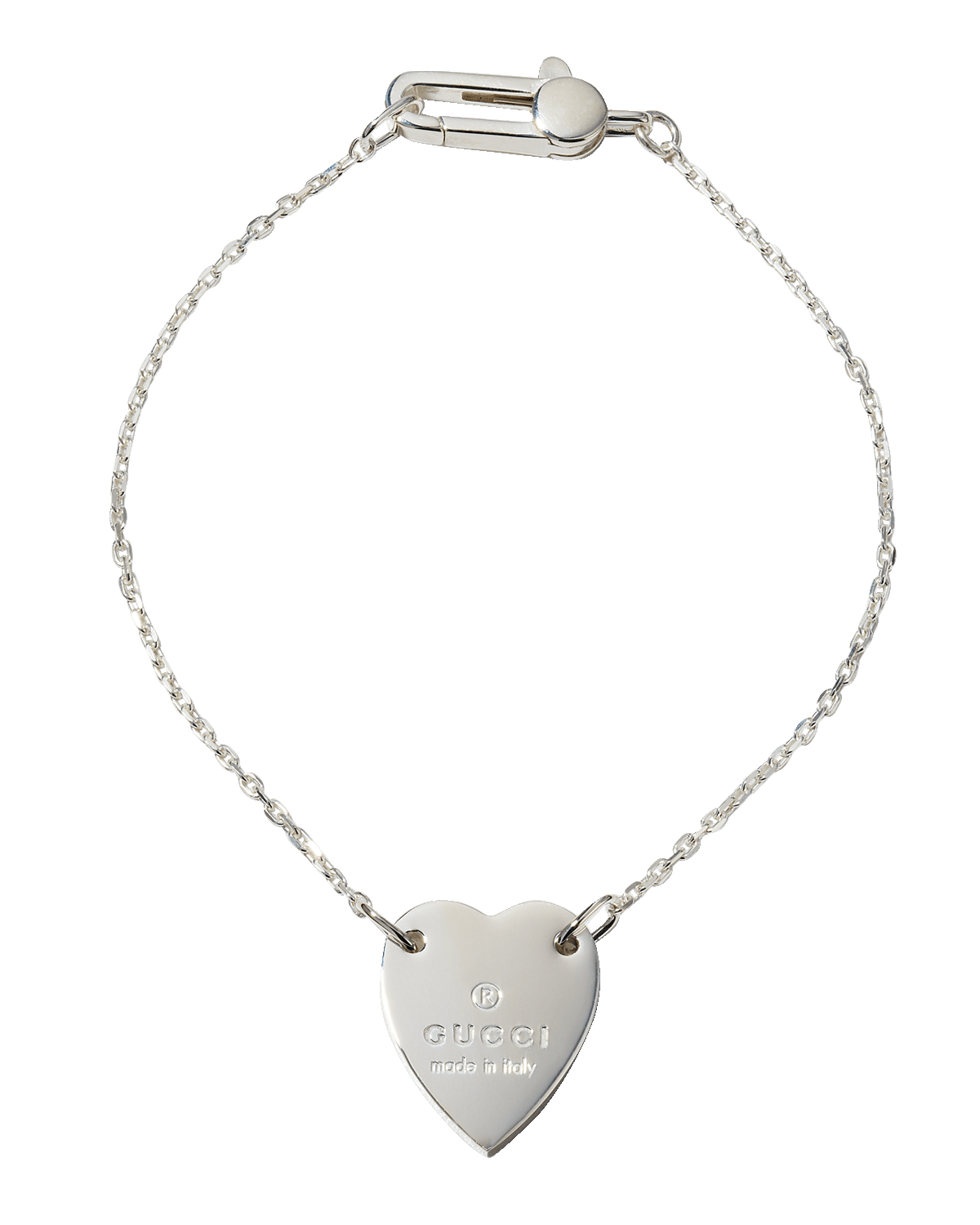 Gucci Sterling Silver Heart Bracelet With Trademark
