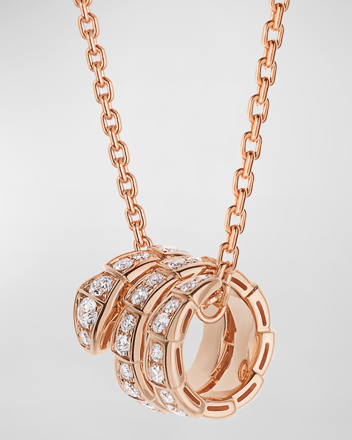 Bvlgari Serpenti Viper Necklace In 18k Rose Gold With Full Diamond Pave