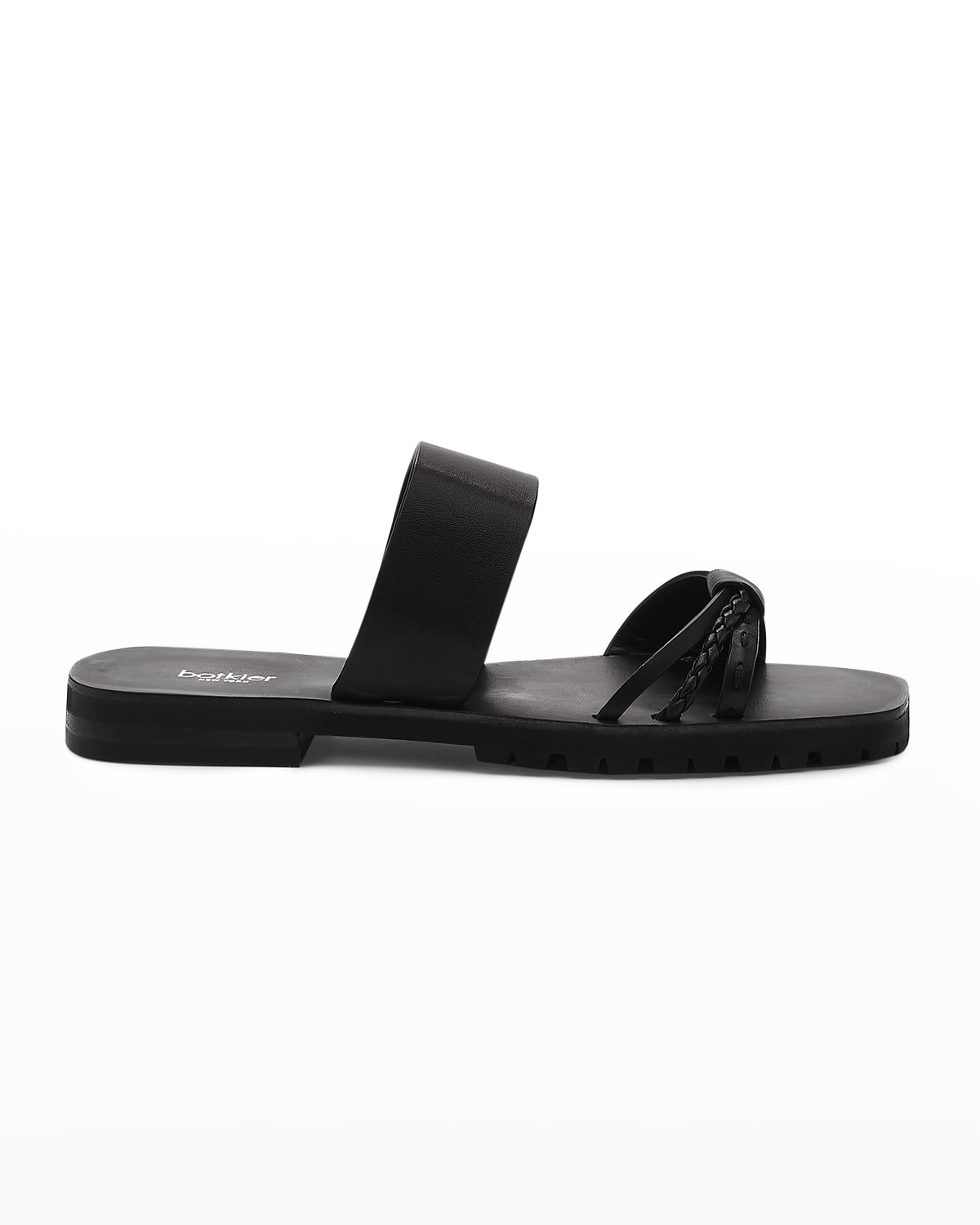 Stuart Weitzman Flat Leather Studded Sandals, Black | Neiman Marcus