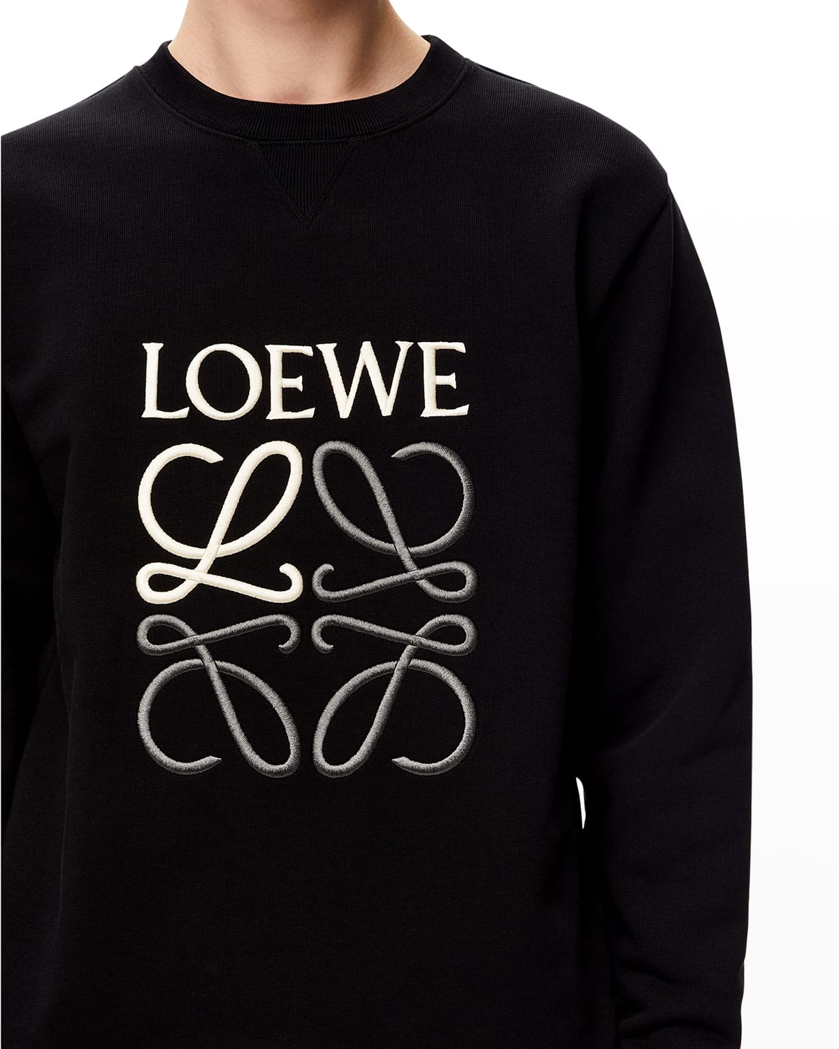 Loewe Men's Embroidered Anagram Sweatshirt In Dark Khaki