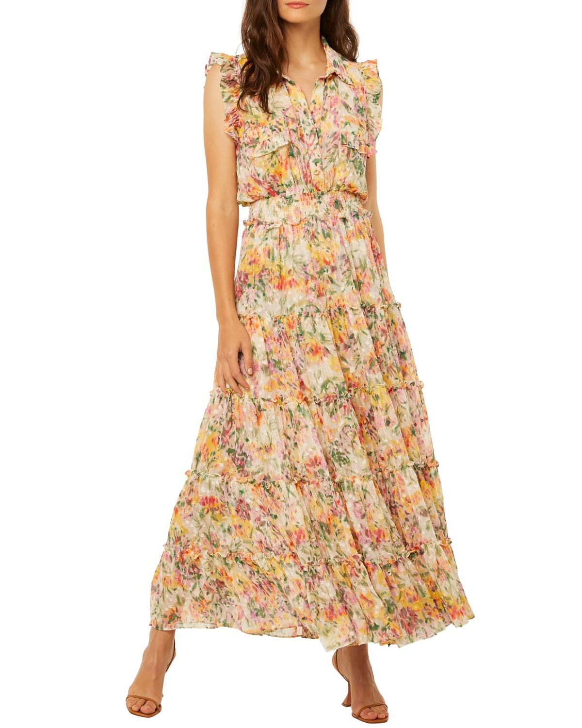 sleeveless floral gown