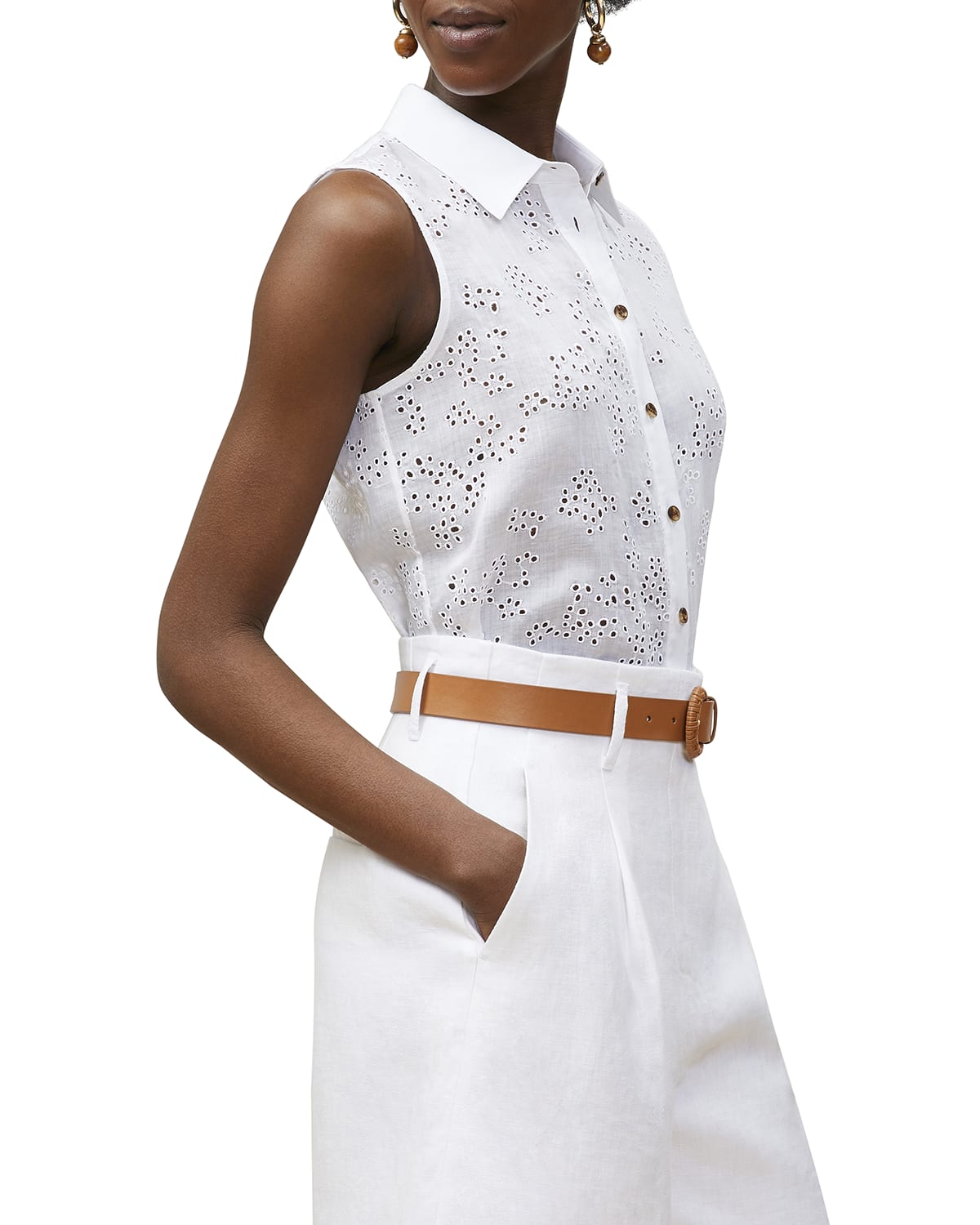 Sleeveless Eyelet Top Neiman Marcus