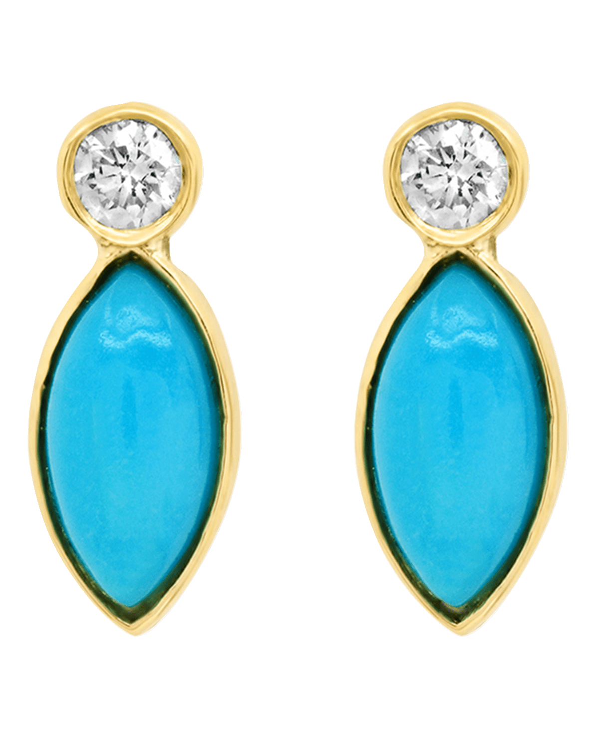 Jennifer Meyer 18k Gold Turquoise Diamond Drop Earrings