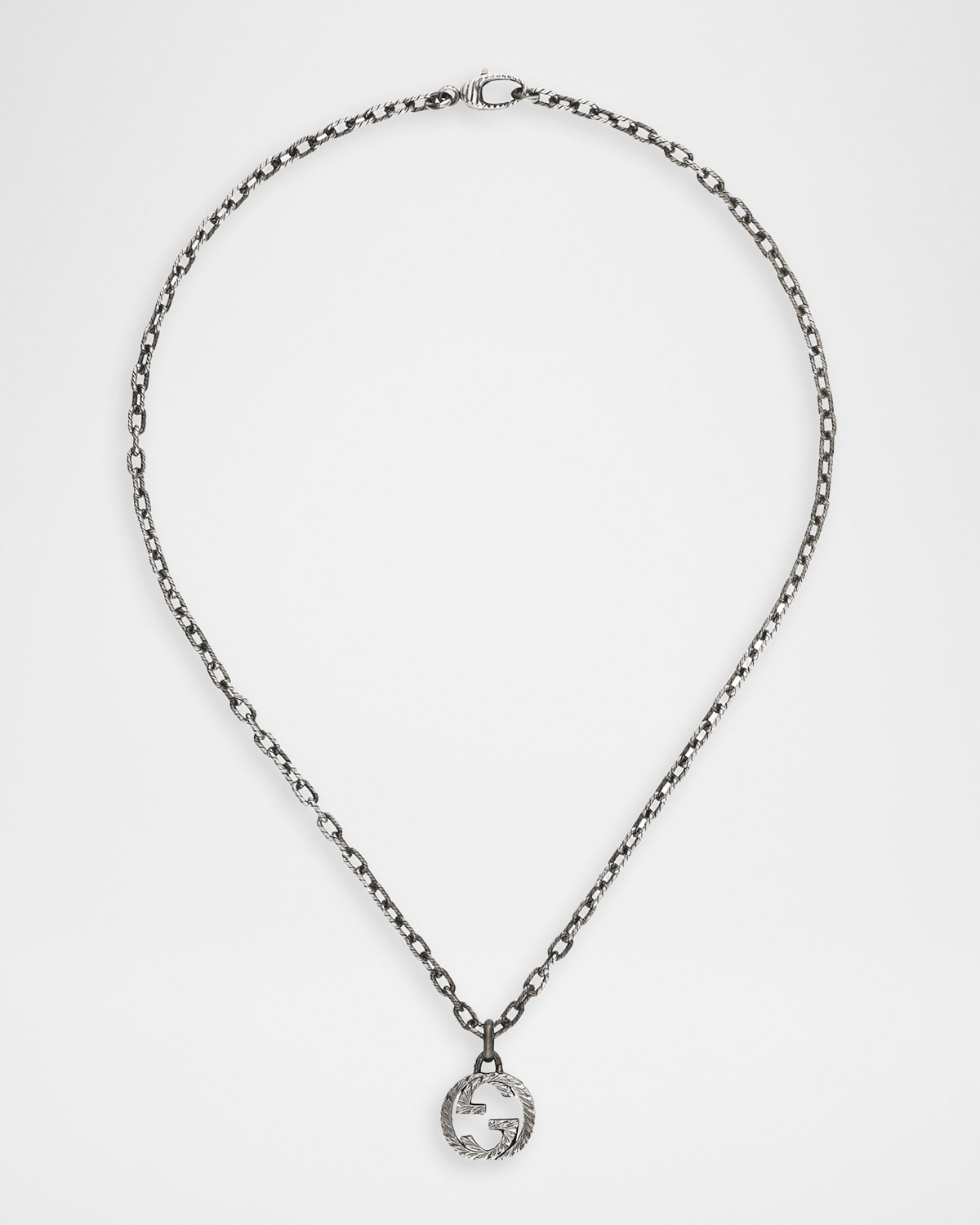 Gucci Textured Interlocking G Pendant Necklace