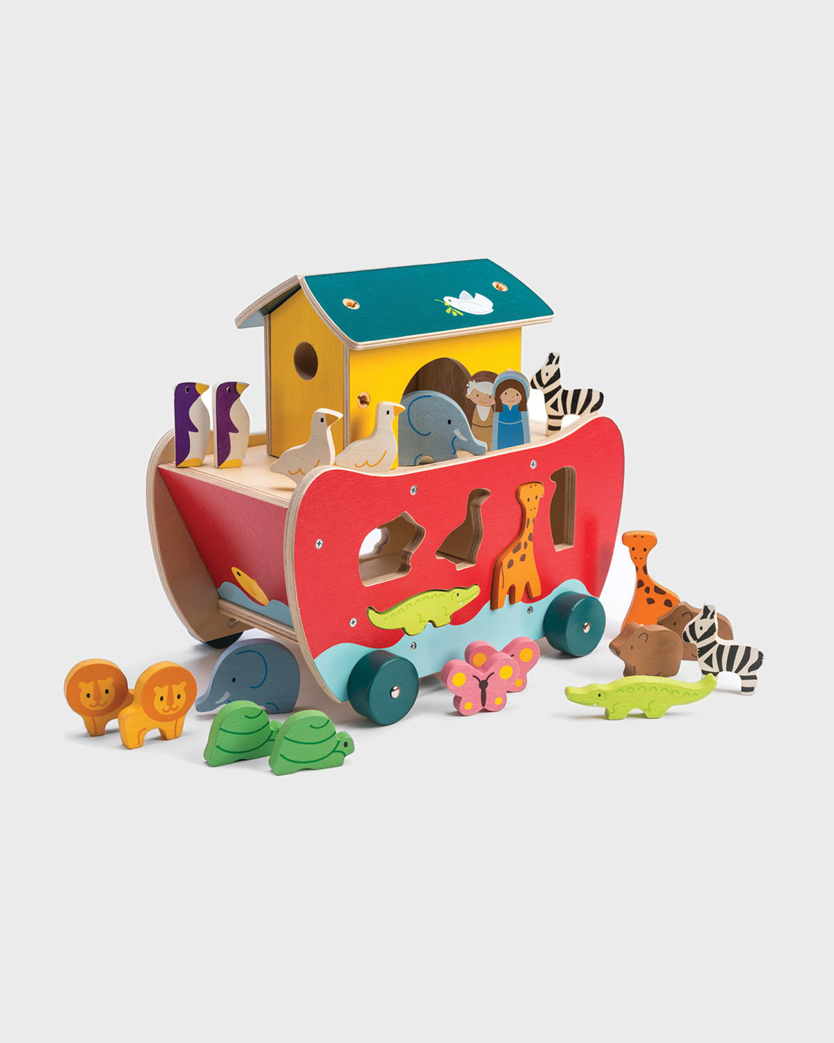 Tender Leaf Toys Noah's Shape Sorter Ark 22-Piece Wooden Toy Set