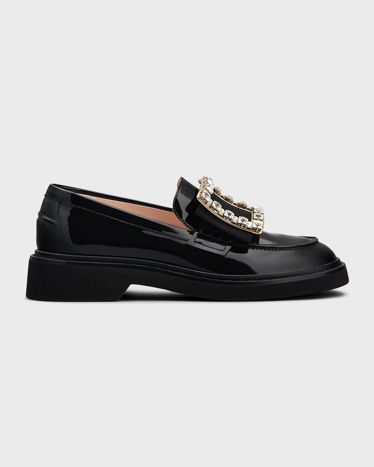 Roger Vivier Viv Ranger Patent Crystal-Buckle Loafers