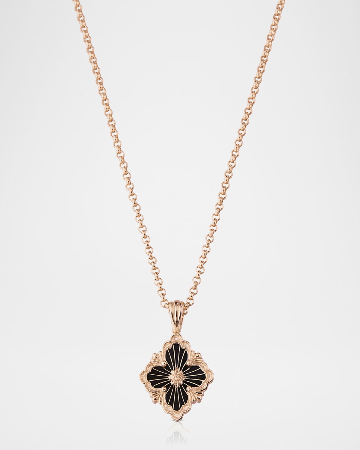 Buccellati 18k Pink Gold Onyx Pendant Necklace