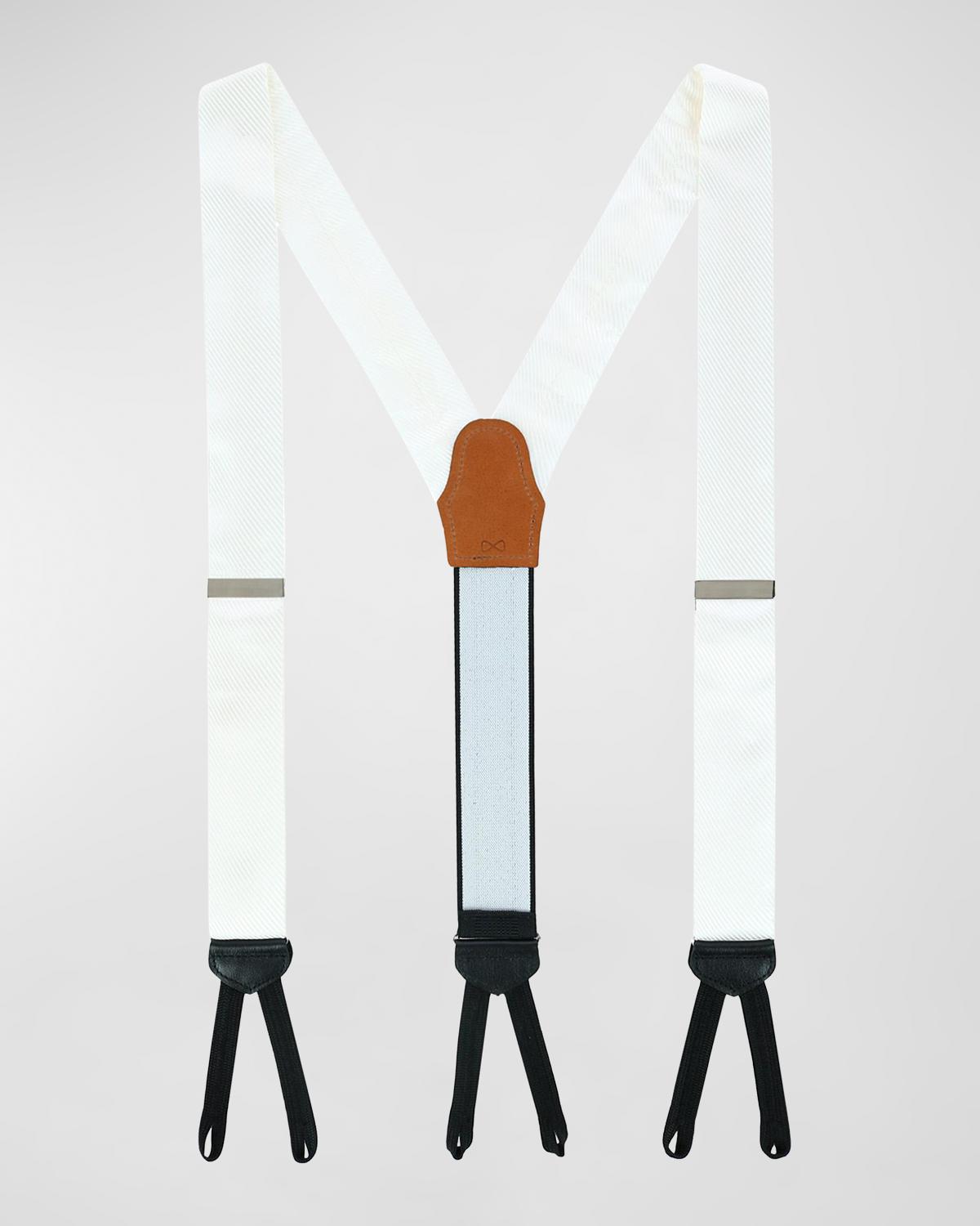 Trafalgar Men's Leyton Diagonal-Weave Silk Suspender Braces