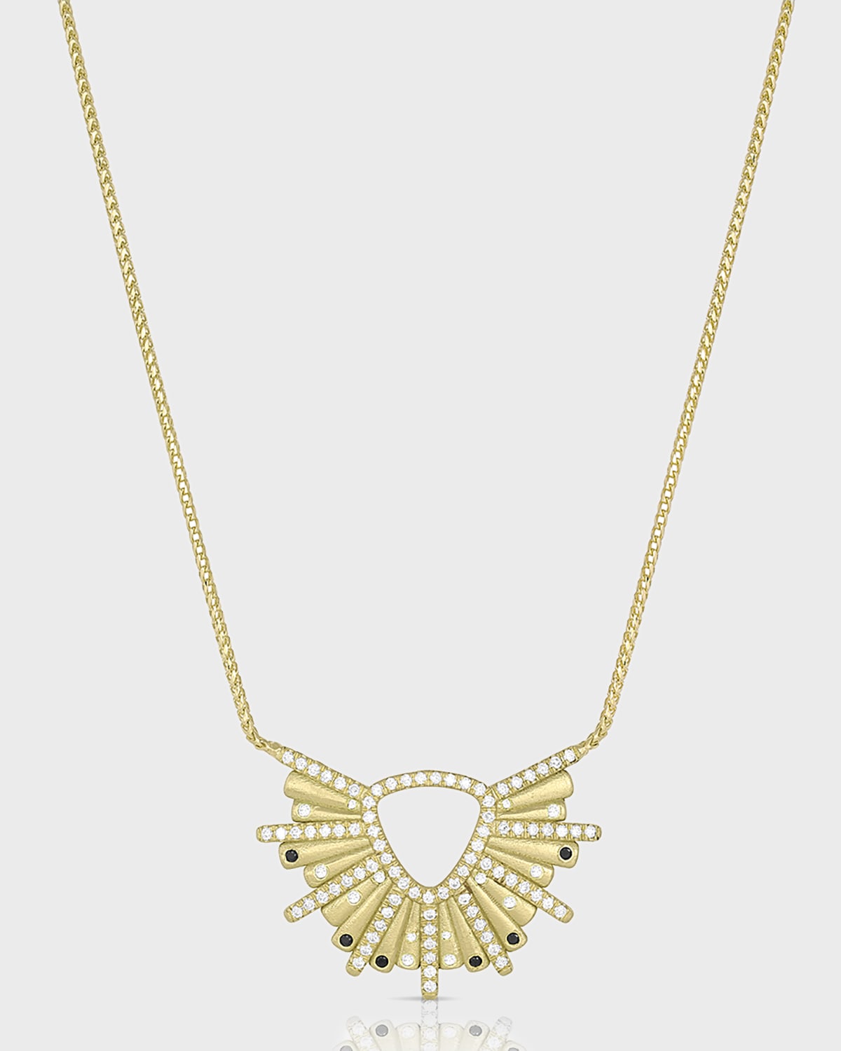 Dominique Cohen 18k Gold Sunburst Diamond and Black Diamond Pendant Necklace, 22"L