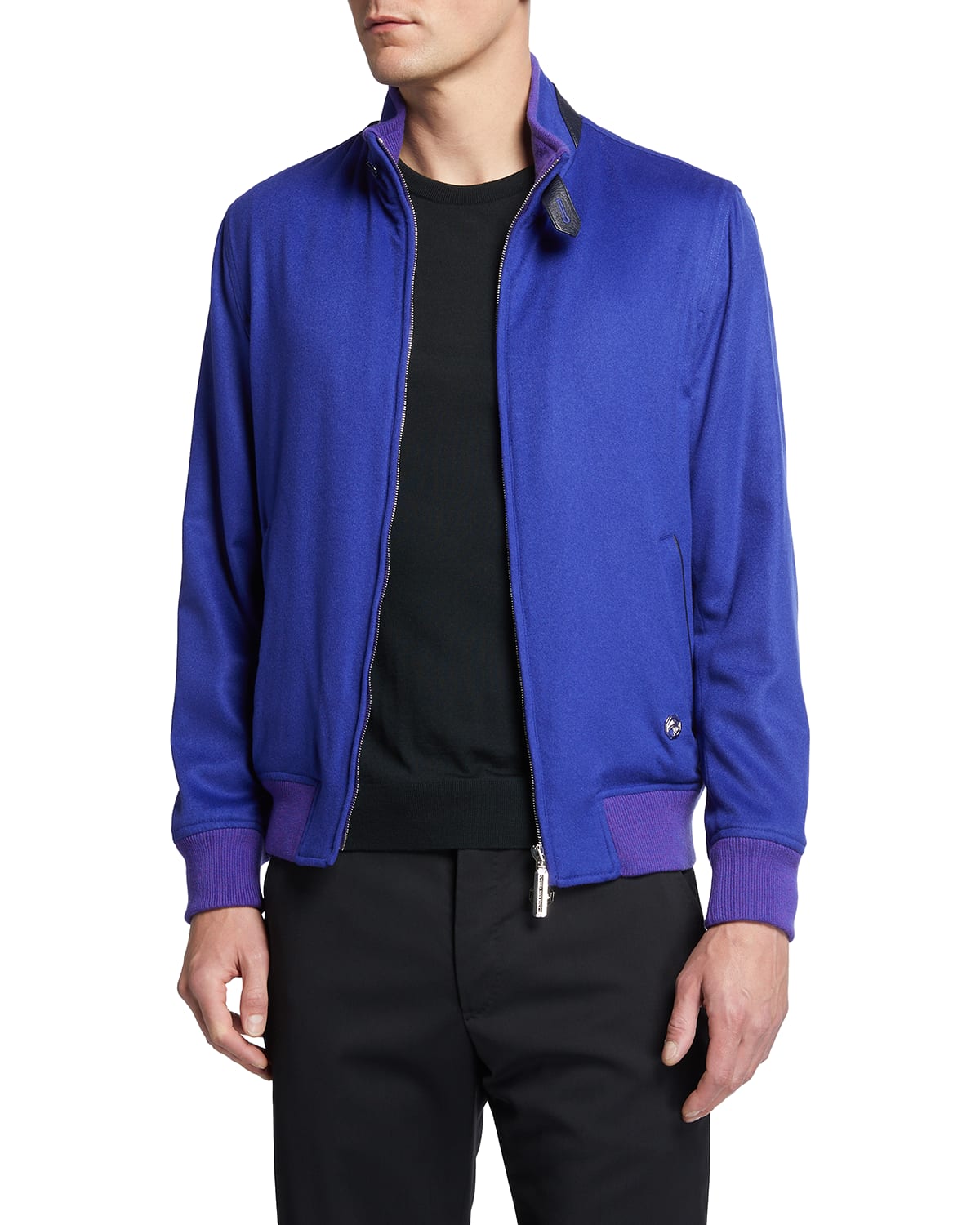 Stefano Ricci Men's Leather Jacket with Cashmere Trim | Neiman Marcus