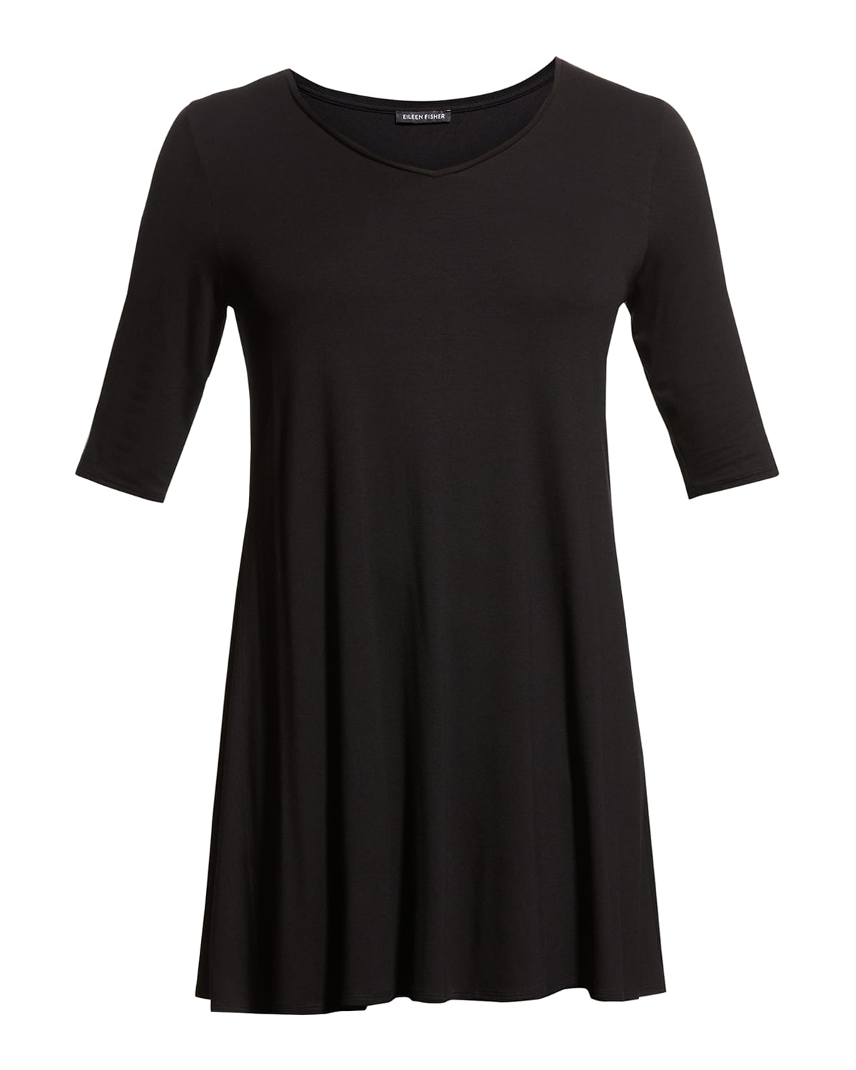 Eileen Fisher V-Neck Elbow-Sleeve Viscose Jersey Tunic