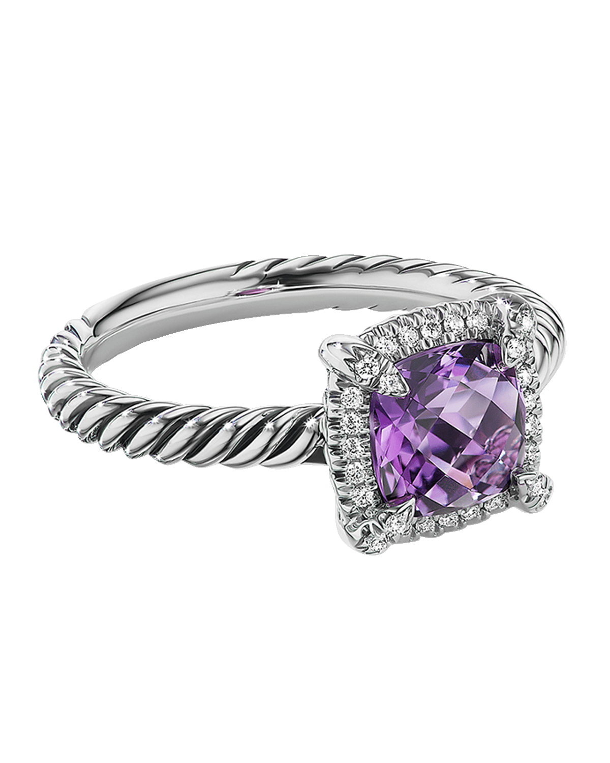 David Yurman 7mm Petite Chatelaine Pave Bezel Ring with Gemstone and Diamonds in Silver