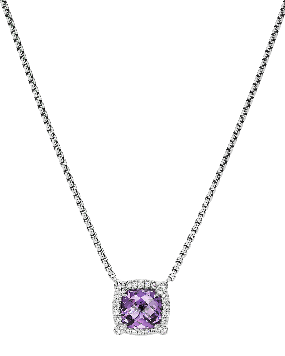 David Yurman 7mm Chatelaine Pendant Necklace with Gemstone and Diamonds in Silver