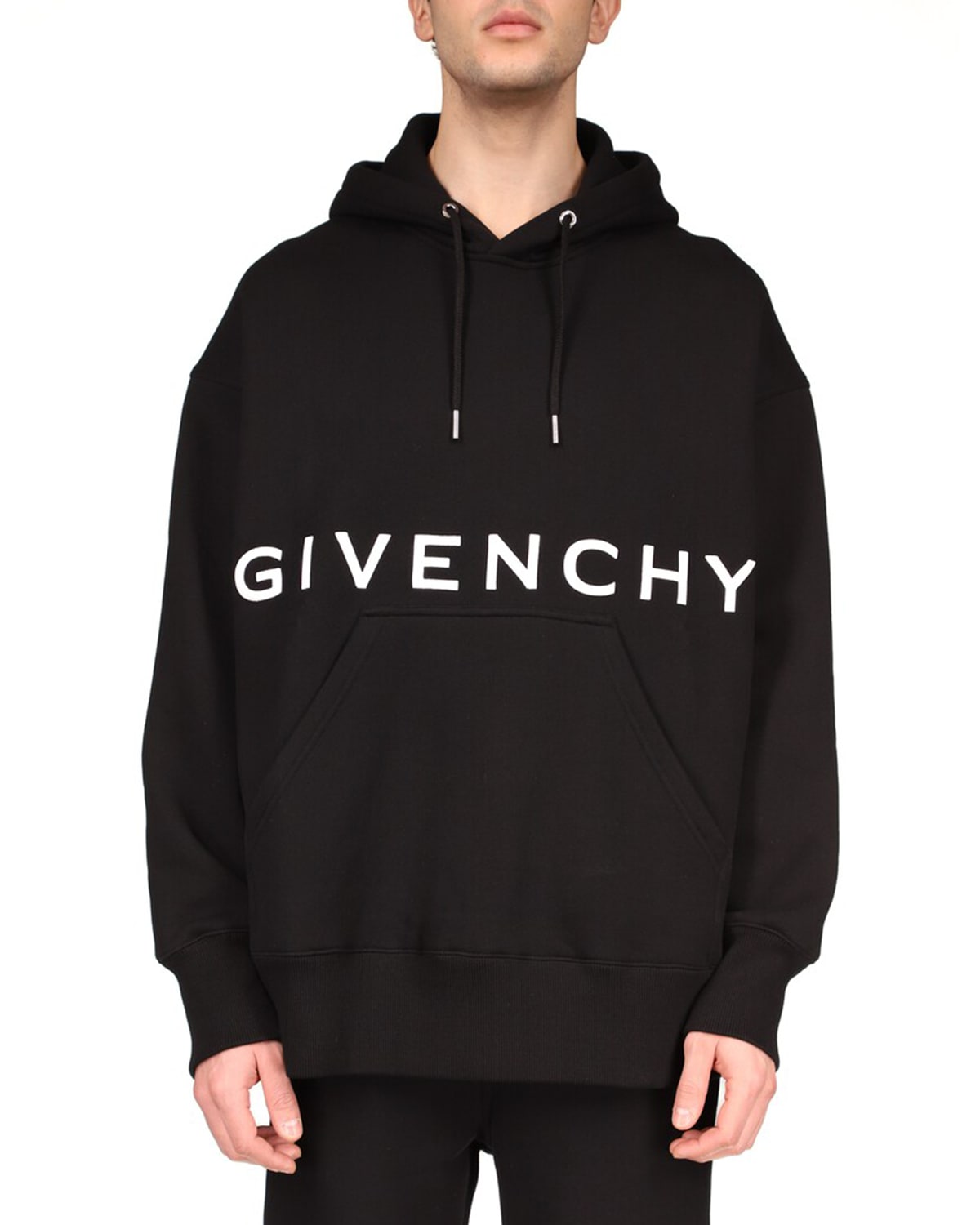 Givenchy Men's Destroyed Logo Loopback Hoodie Sweatshirt | Neiman Marcus