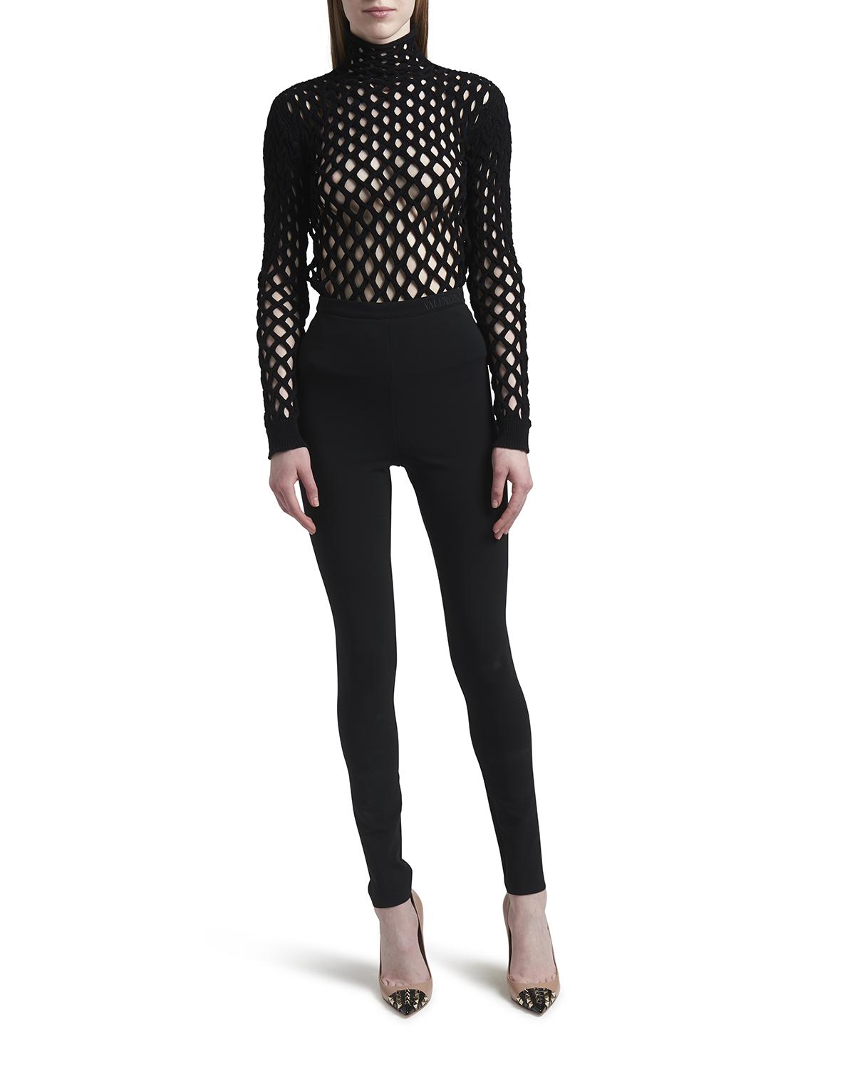 Valentino Black Maglia Openwork Turtleneck | Smart Closet