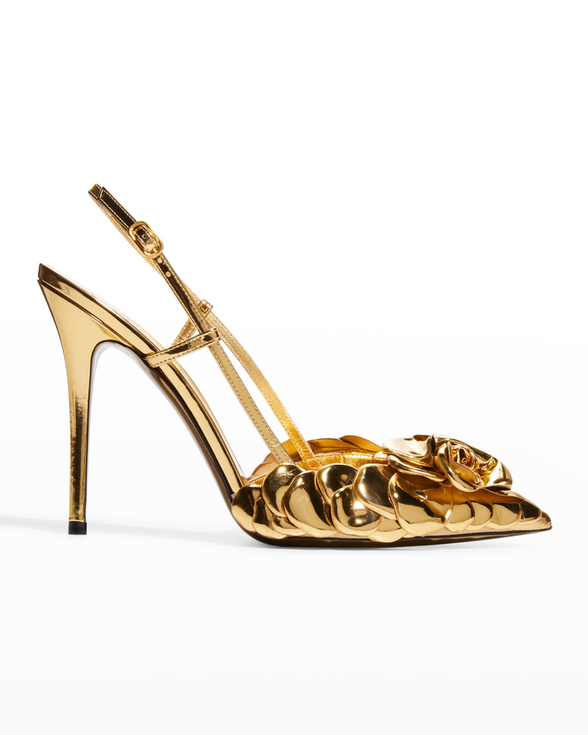 Valentino Atelier Shoes 03 Rose Edition Slingback 110mm Pumps In Gold