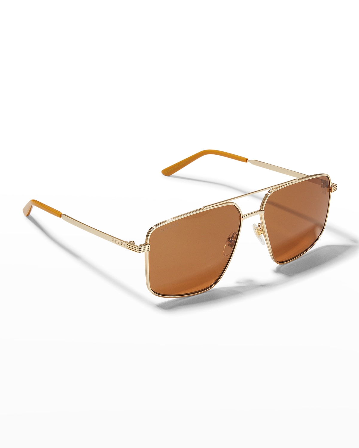 Gucci Men's Geo Double-bridge Sunglasses In 712 Gold