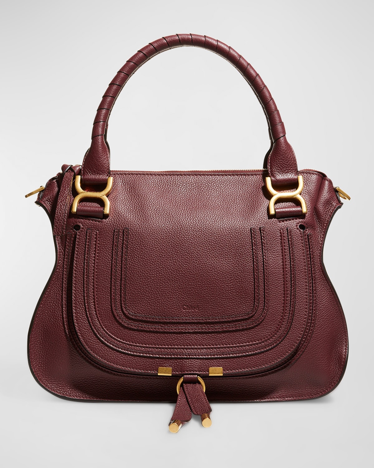 Chloé Marcie Medium Satchel Bag In Burgundy