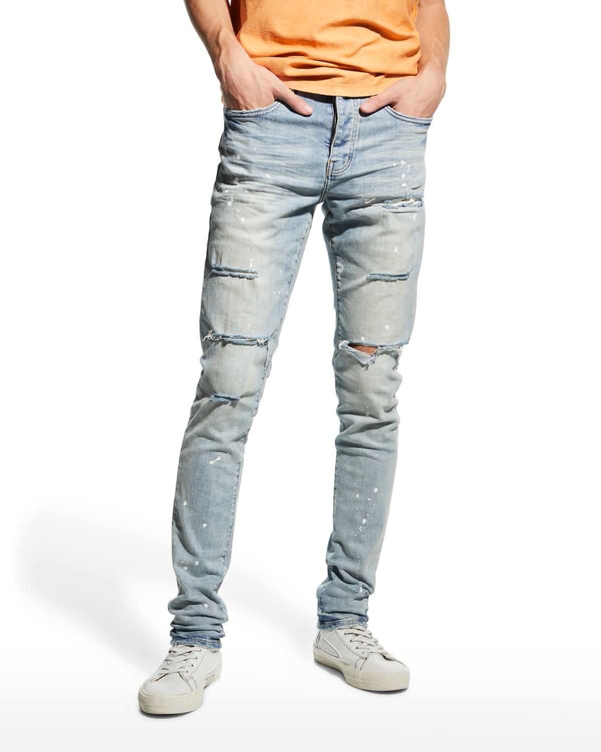 Mens Light Blue Ripped Destroyed Jeans Straight Slim Denim Short Pants Plus Size 