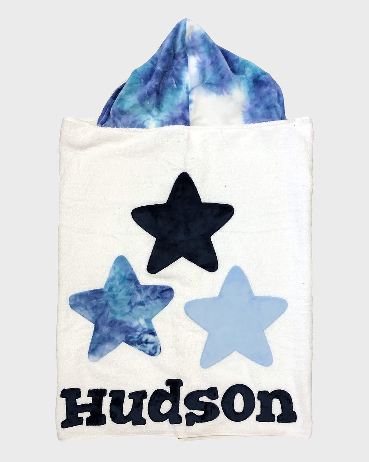 BOOGIE BABY BOY'S TRIPLE STARS TIE-DYE HOODED TOWEL, PERSONALIZED,PROD242810120