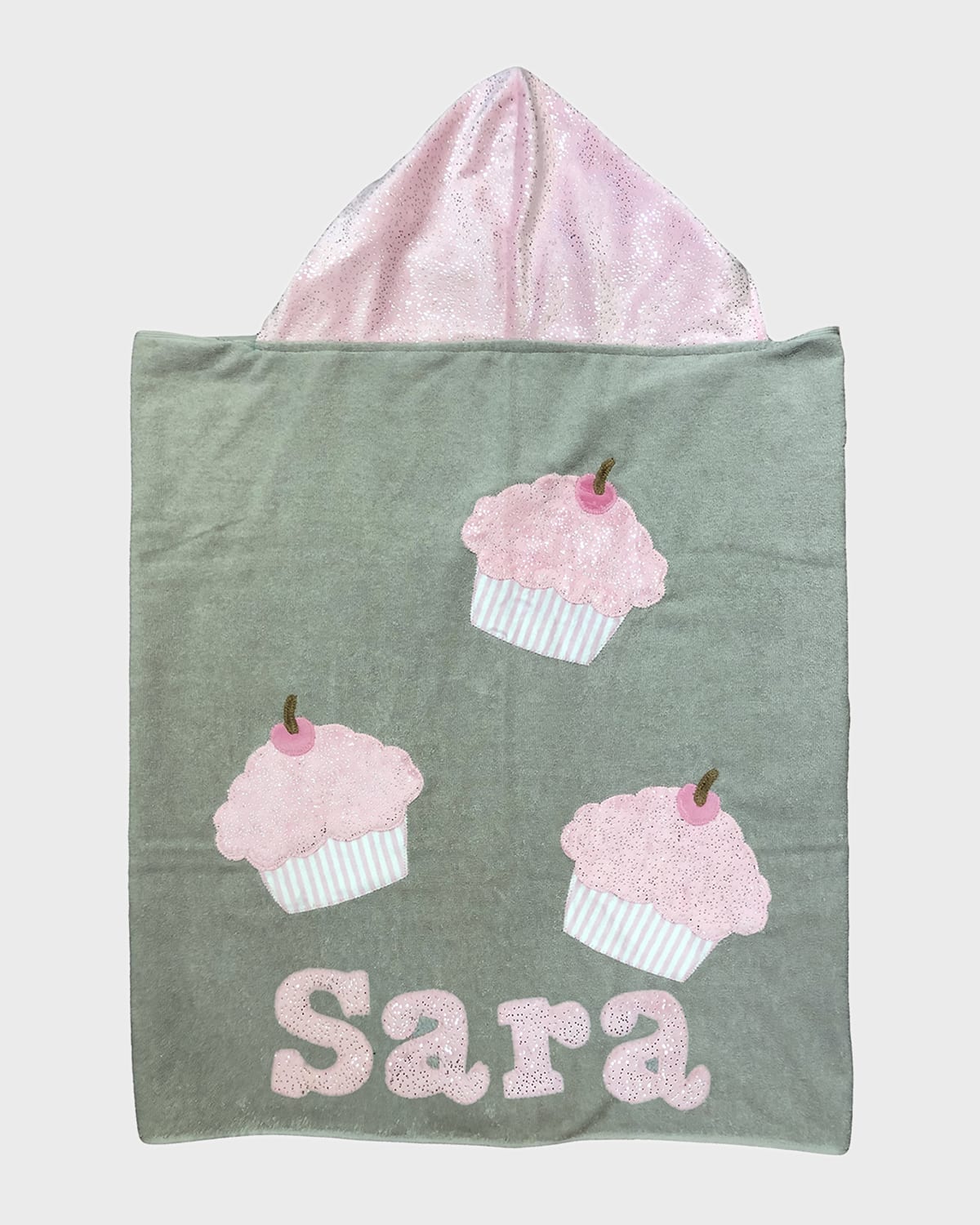 BOOGIE BABY GIRL'S CUPCAKE-PRINT HOODED TOWEL, PERSONALIZED,PROD242810174