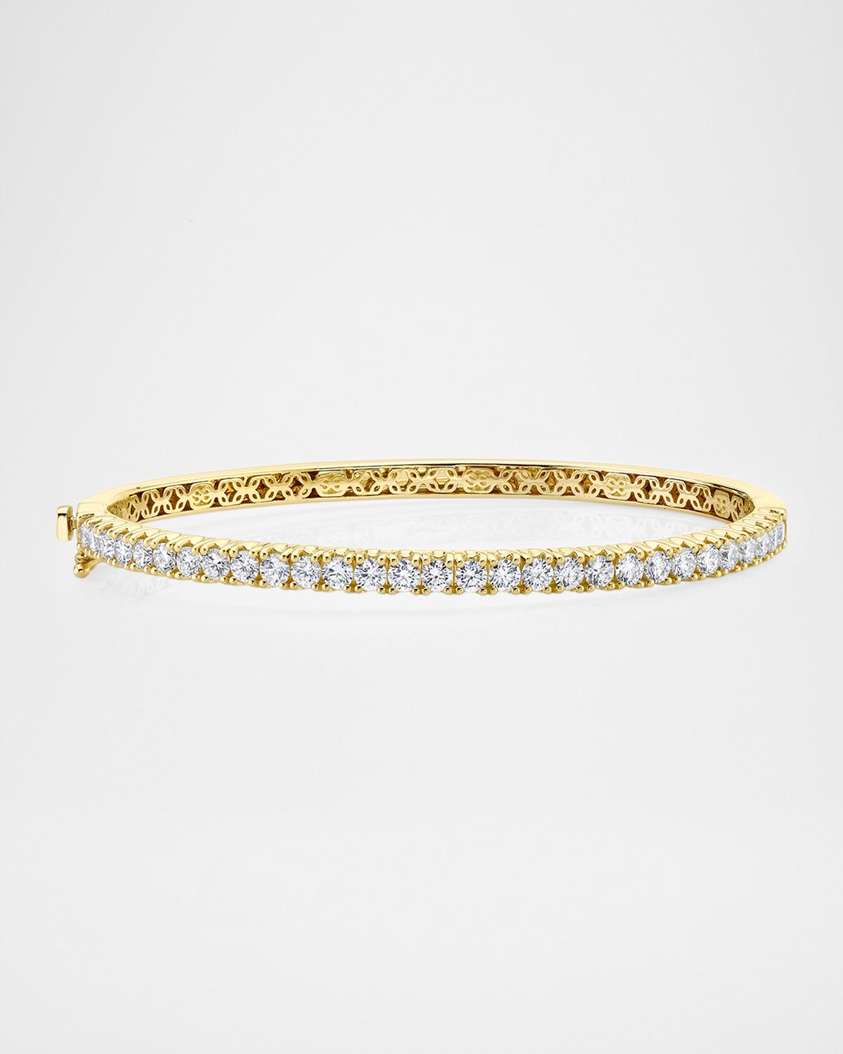 14K Yellow Gold Large Pave Diamond Bangle Bracelet