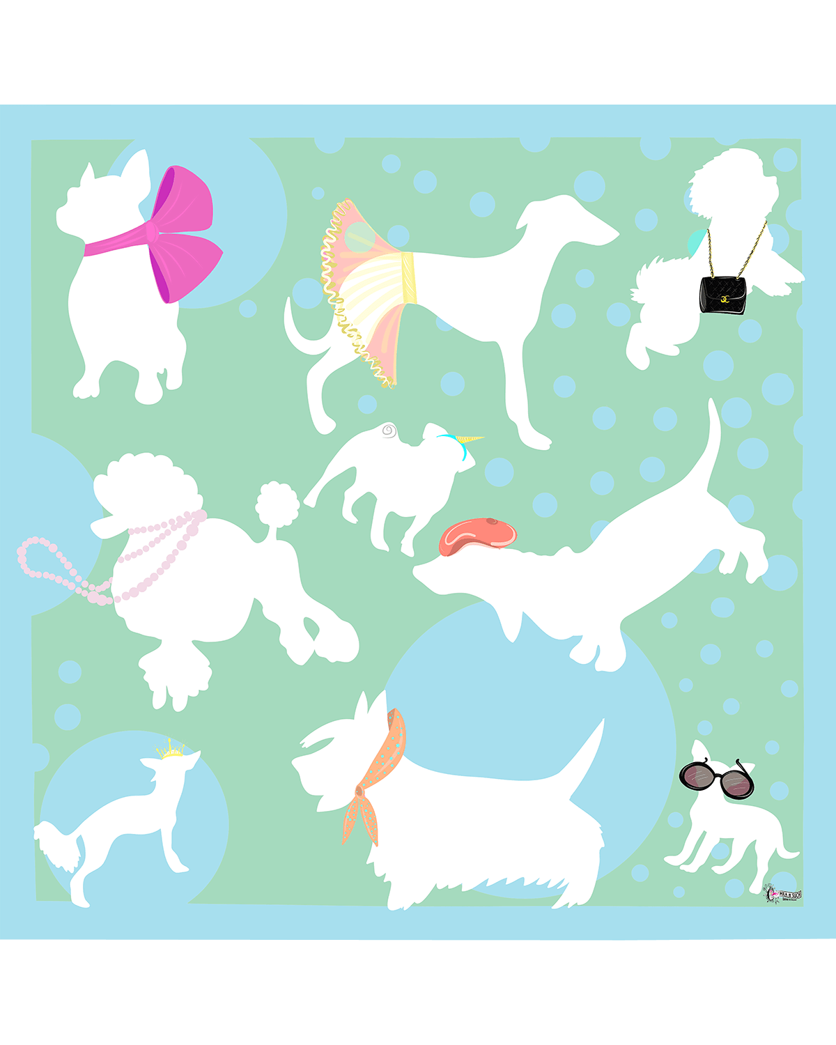 Mila & Such Accessorized Dogs Silk Scarf