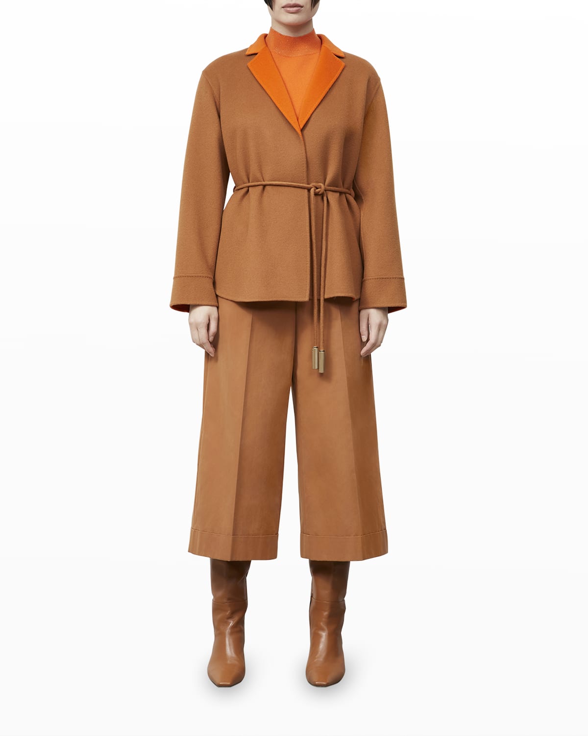 Lafayette 148 Lawson Reversob;e Wool & Cashmere Wrap Blazer In Clay Ember Orange