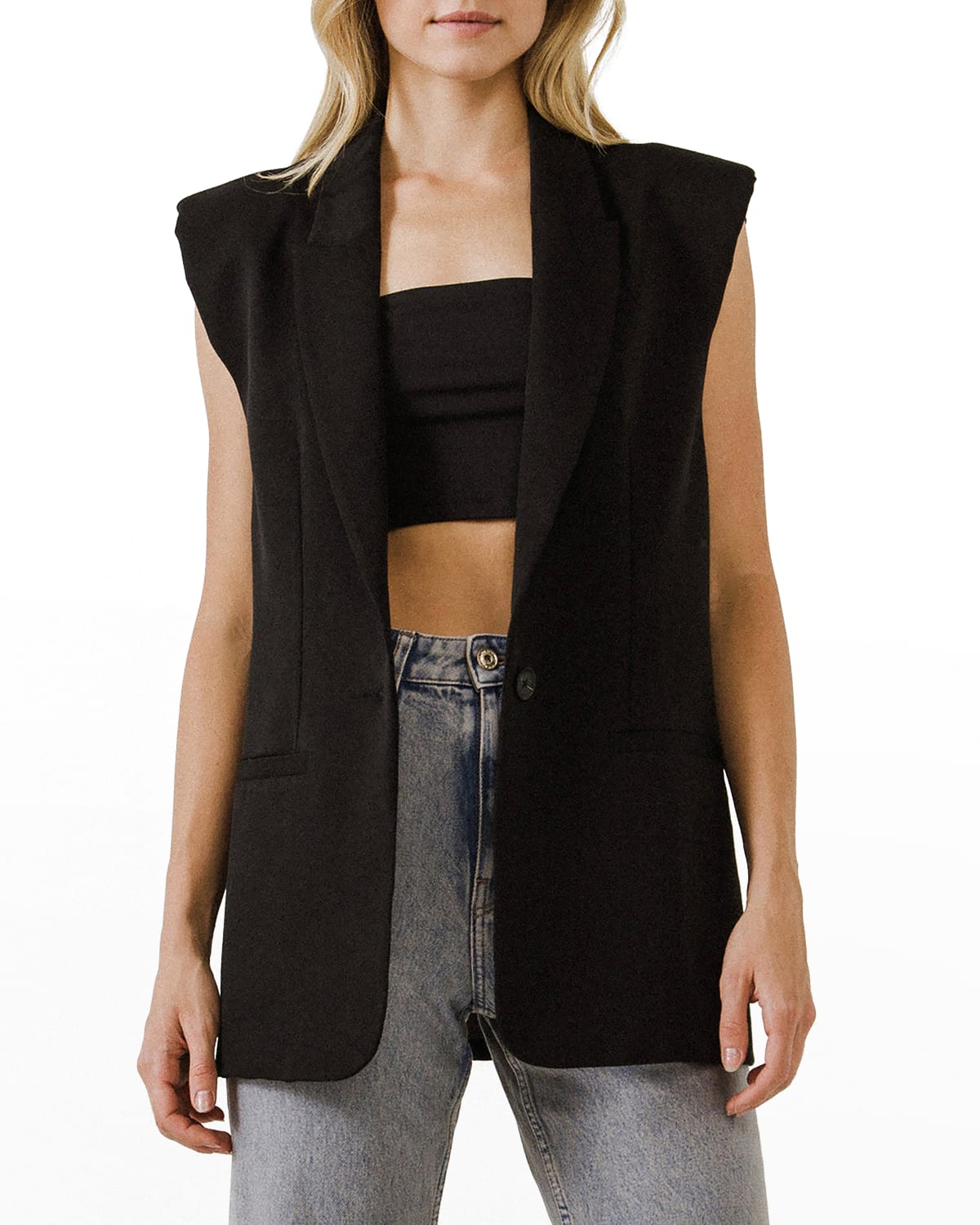 Black Rayon Vest | Neiman Marcus