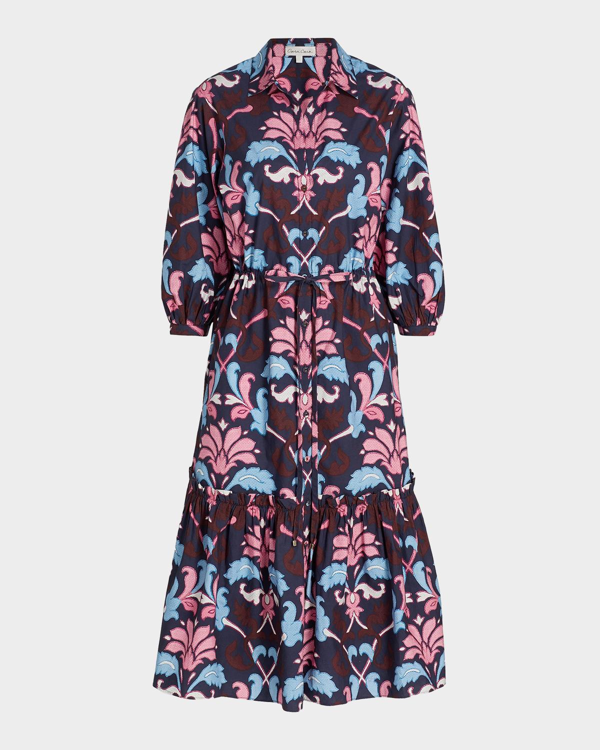 Cara Cara Hutton Puff-Sleeve Midi Shirtdress